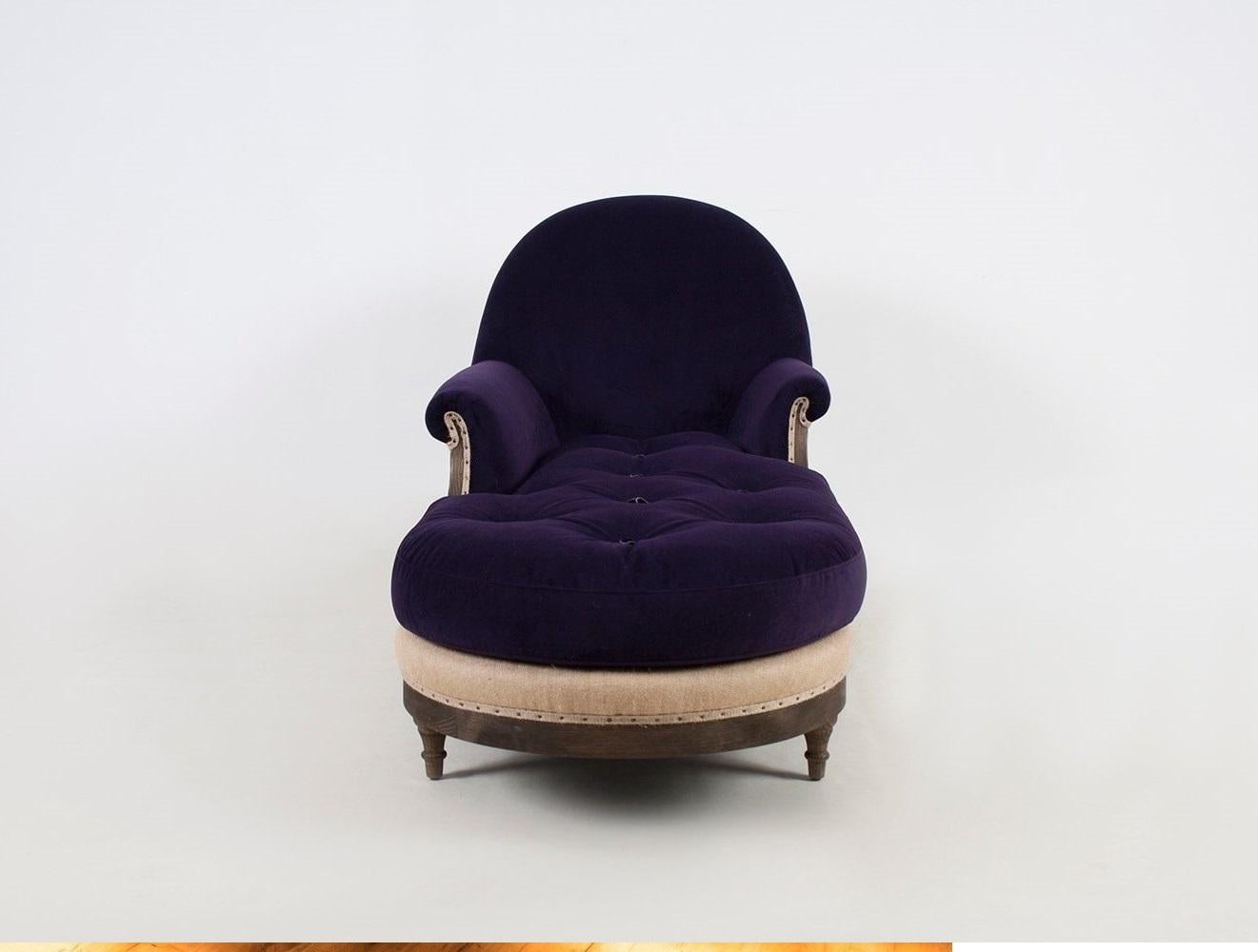 Velours Chaise longue de style campagnard français avec couleurs de velours personnalisées en vente