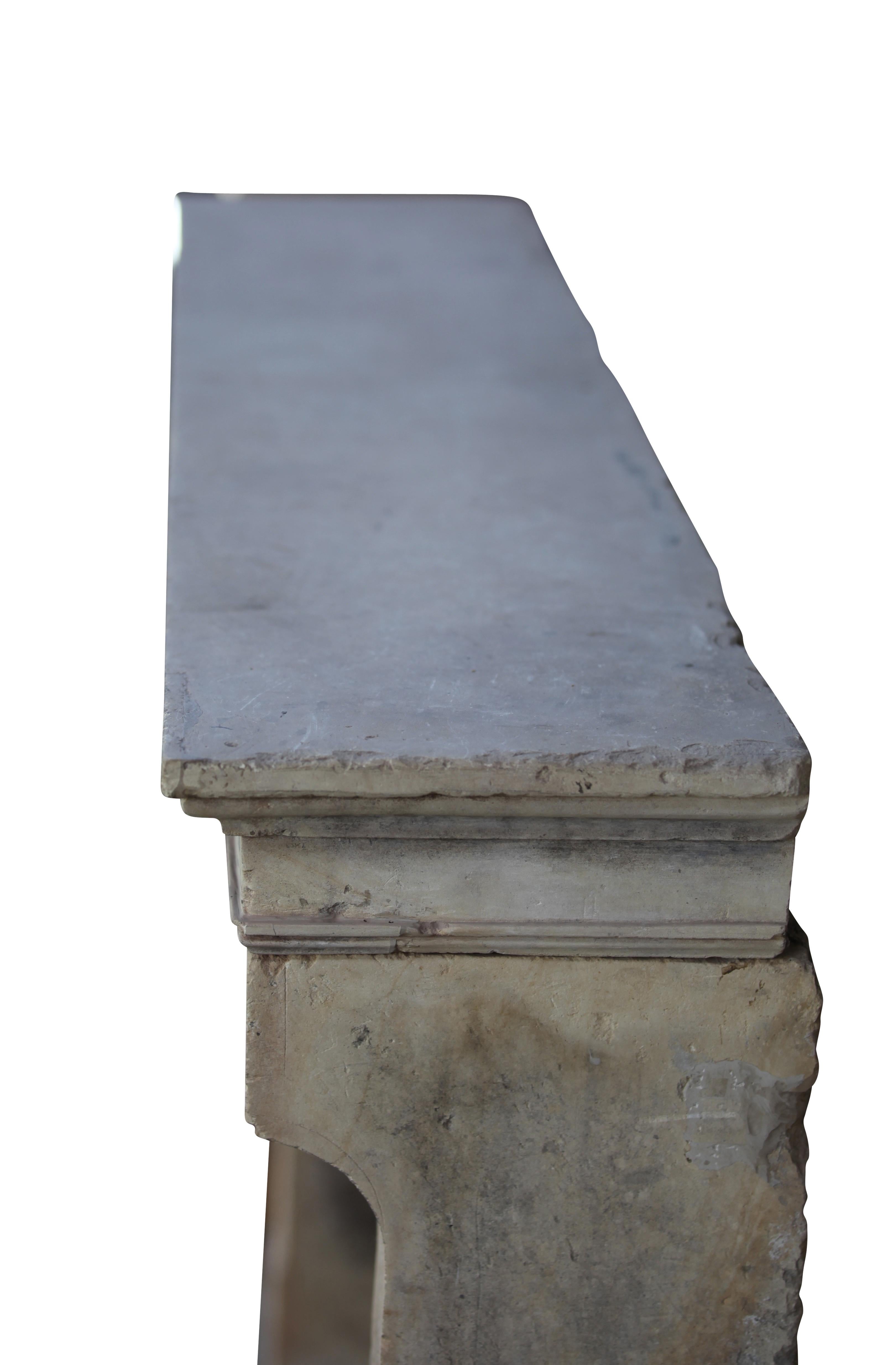French Country Style Decorative Fireplace Surround in Limestone For Sale 4