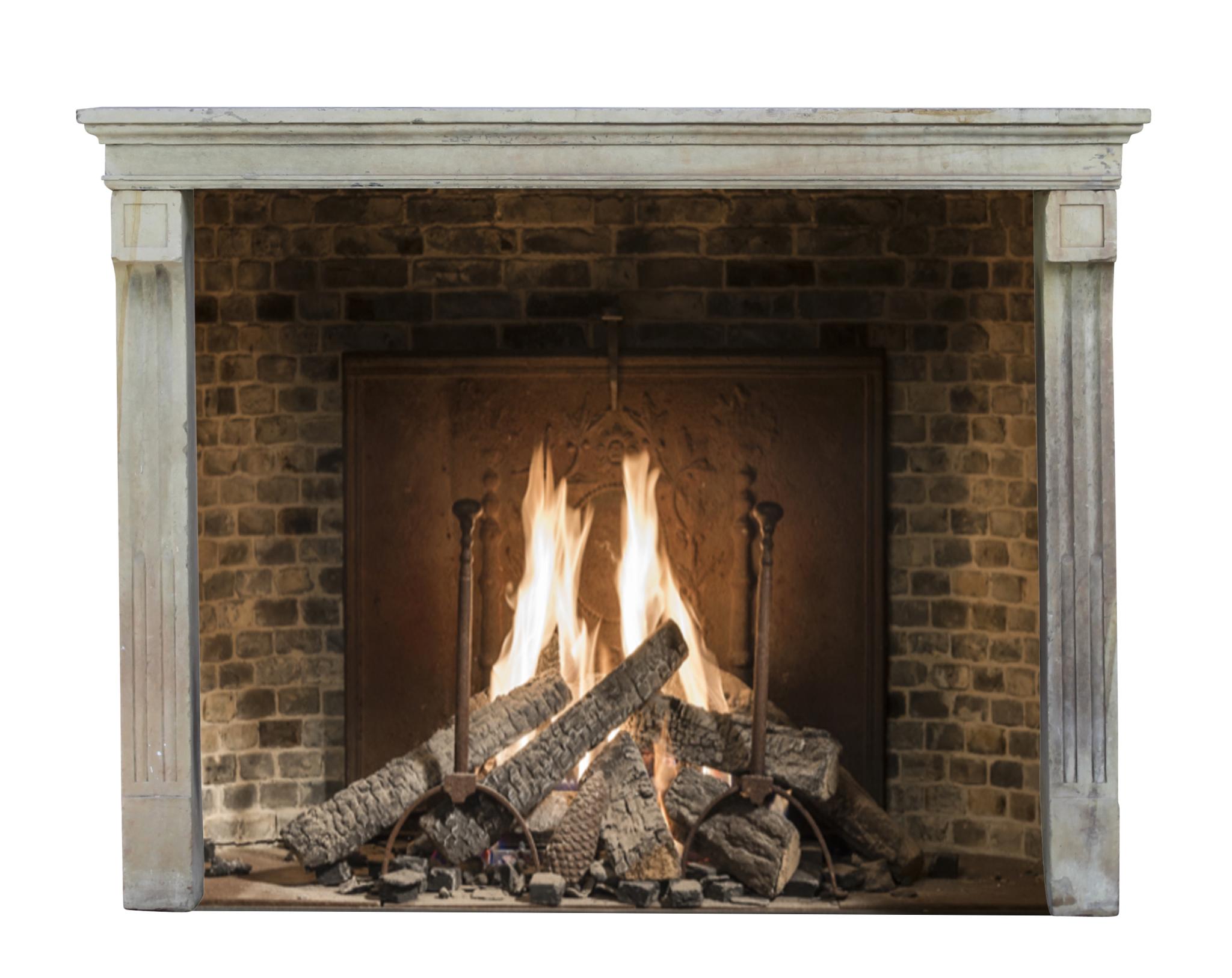 French Country Style Decorative Fireplace Surround in Limestone For Sale 6