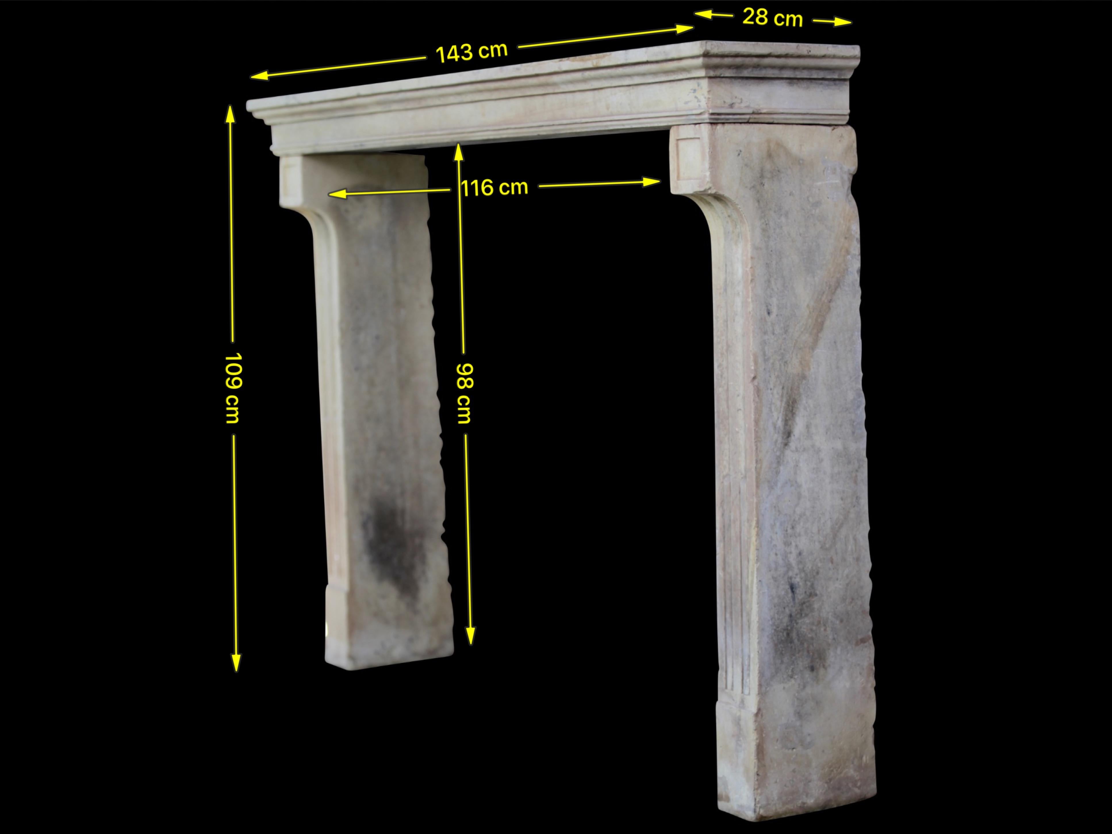 French Country Style Decorative Fireplace Surround in Limestone For Sale 7