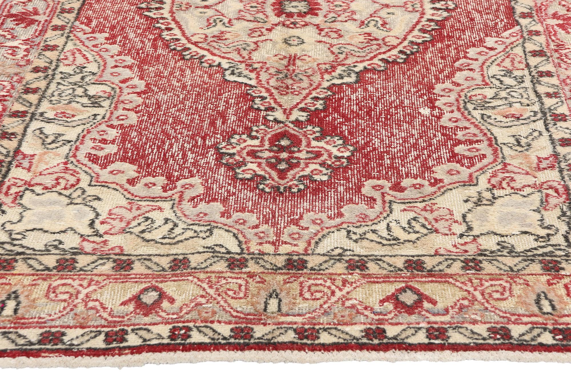 Hand-Knotted Distressed Vintage Turkish Sivas Rug For Sale