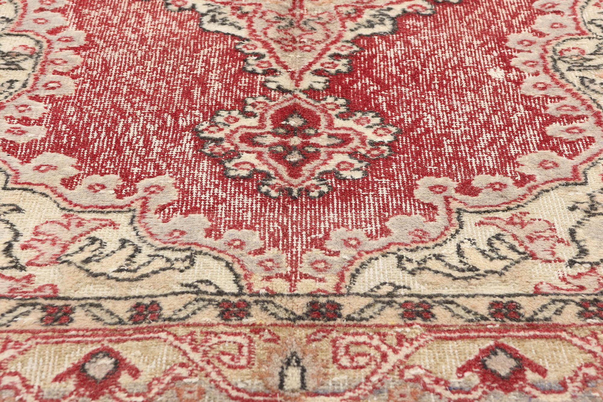Distressed Vintage Turkish Sivas Rug In Distressed Condition For Sale In Dallas, TX
