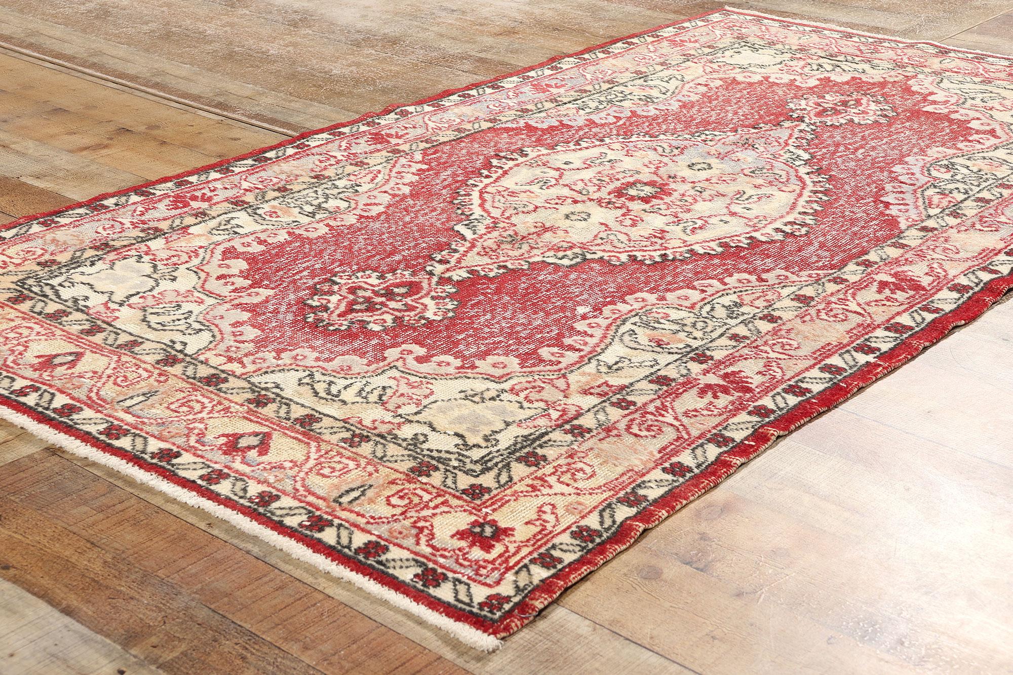 Wool Distressed Vintage Turkish Sivas Rug For Sale