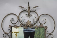 French Country Style Iron Metal Scroll Italian Wheat Sheaf 50" Large Wall Mirror