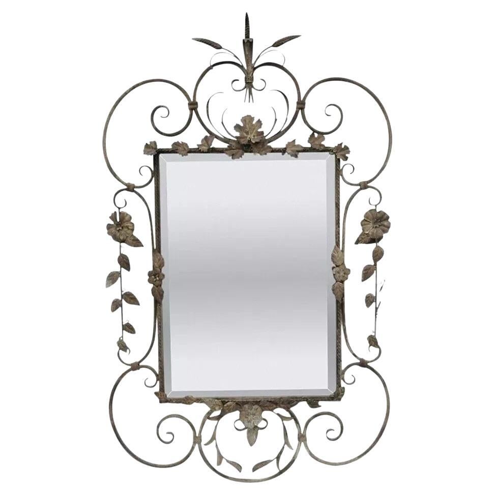 Französisch Land Stil Eisen Metall Scroll Italienisch Weizen Garbe 50" große Wandspiegel im Angebot