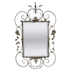 Französisch Land Stil Eisen Metall Scroll Italienisch Weizen Garbe 50" große Wandspiegel