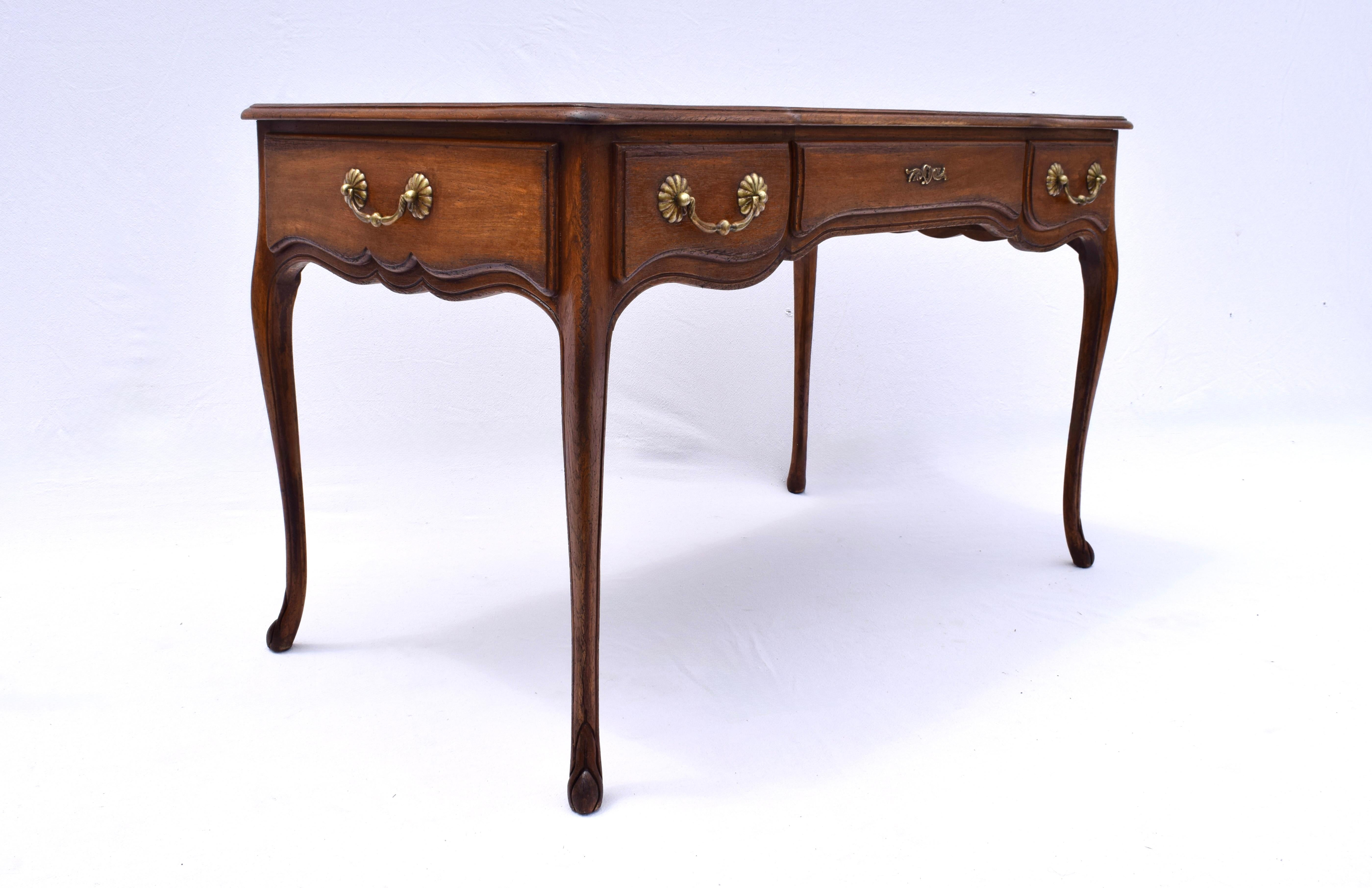 French Country Style Leather Top Writing Desk For Sale 4