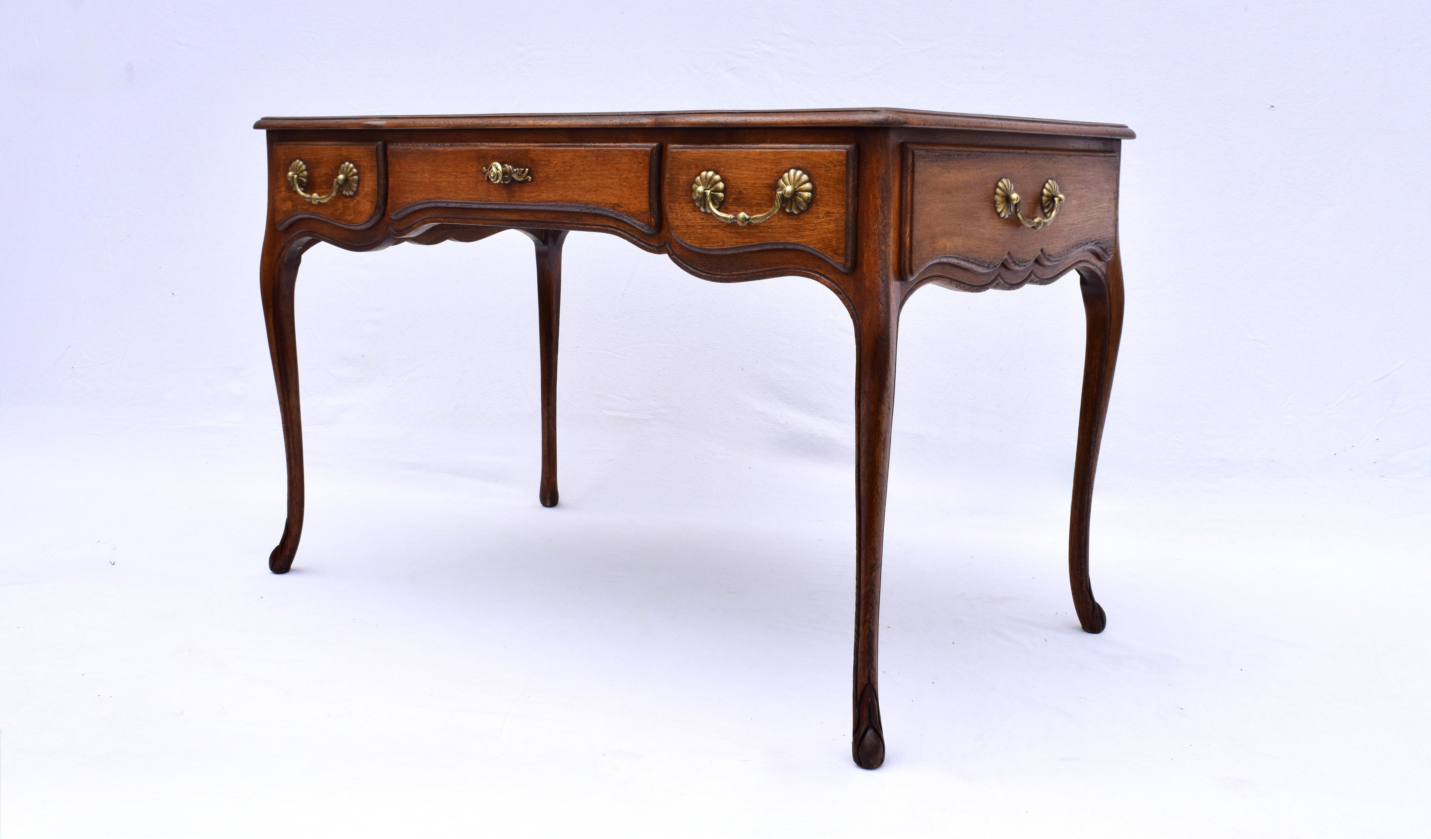 French Provincial French Country Style Leather Top Writing Desk For Sale