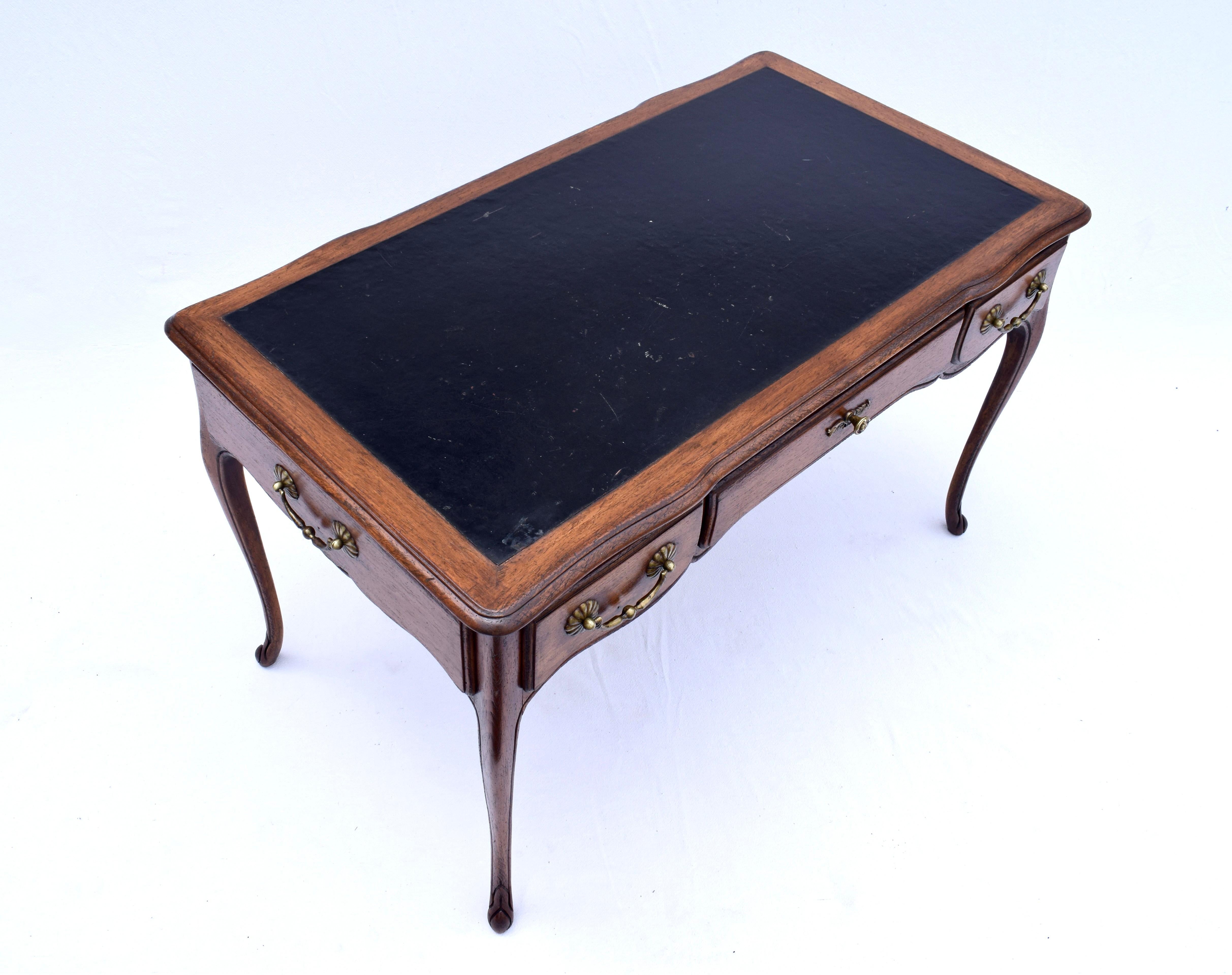 French Country Style Leather Top Writing Desk For Sale 1