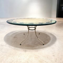 French Country Style Painted Round Italian Dining Table Cast Iron Base By Patina