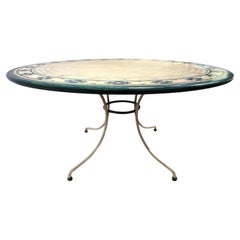 French Country Style Painted Round Italian Dining Table Cast Iron Base By Patina