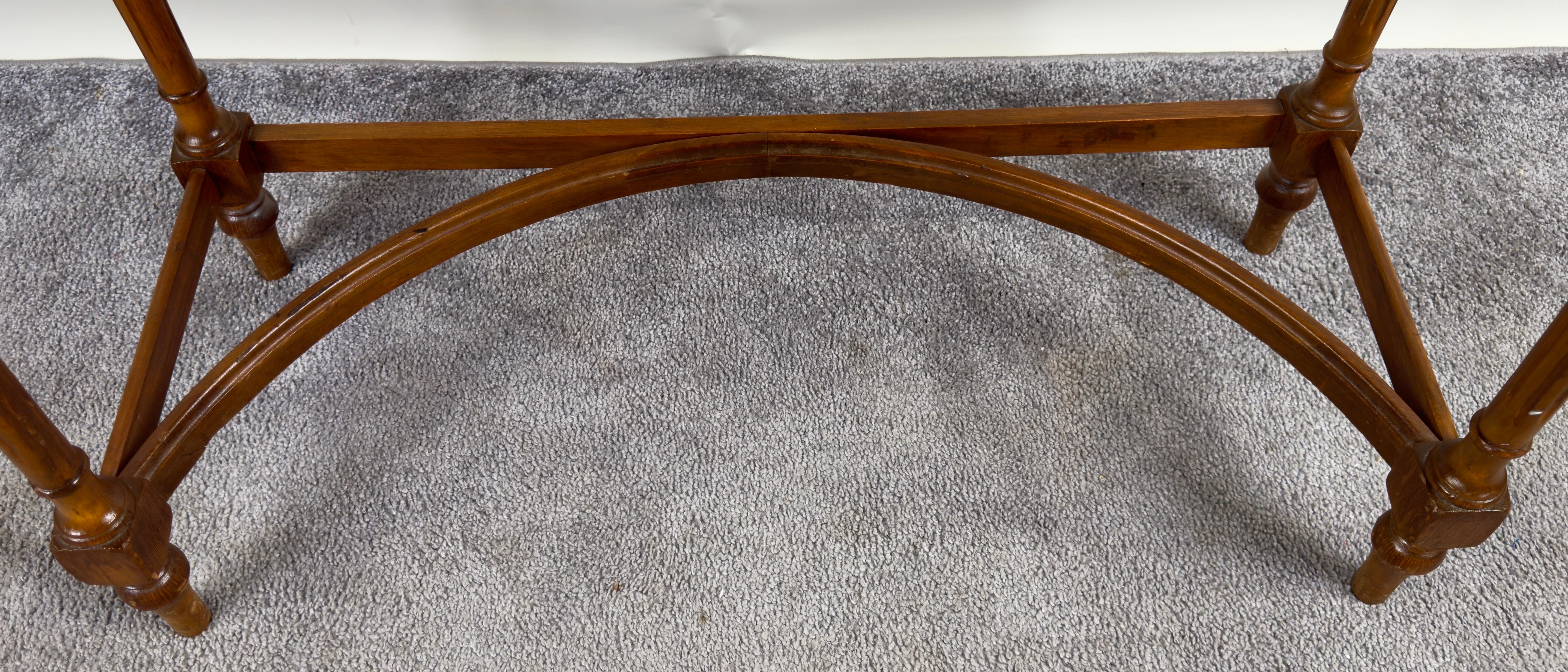 French Country Style Walnut Craved Small Console & Mirror with Antiqued Glass 6