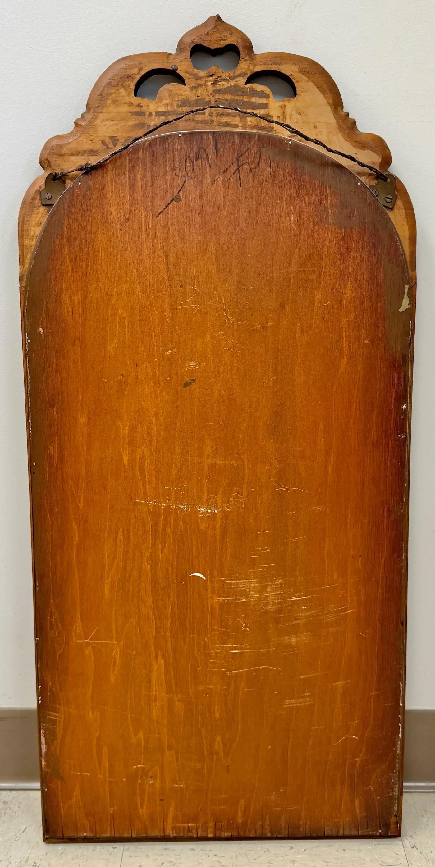 French Country Style Walnut Craved Small Console & Mirror with Antiqued Glass 14