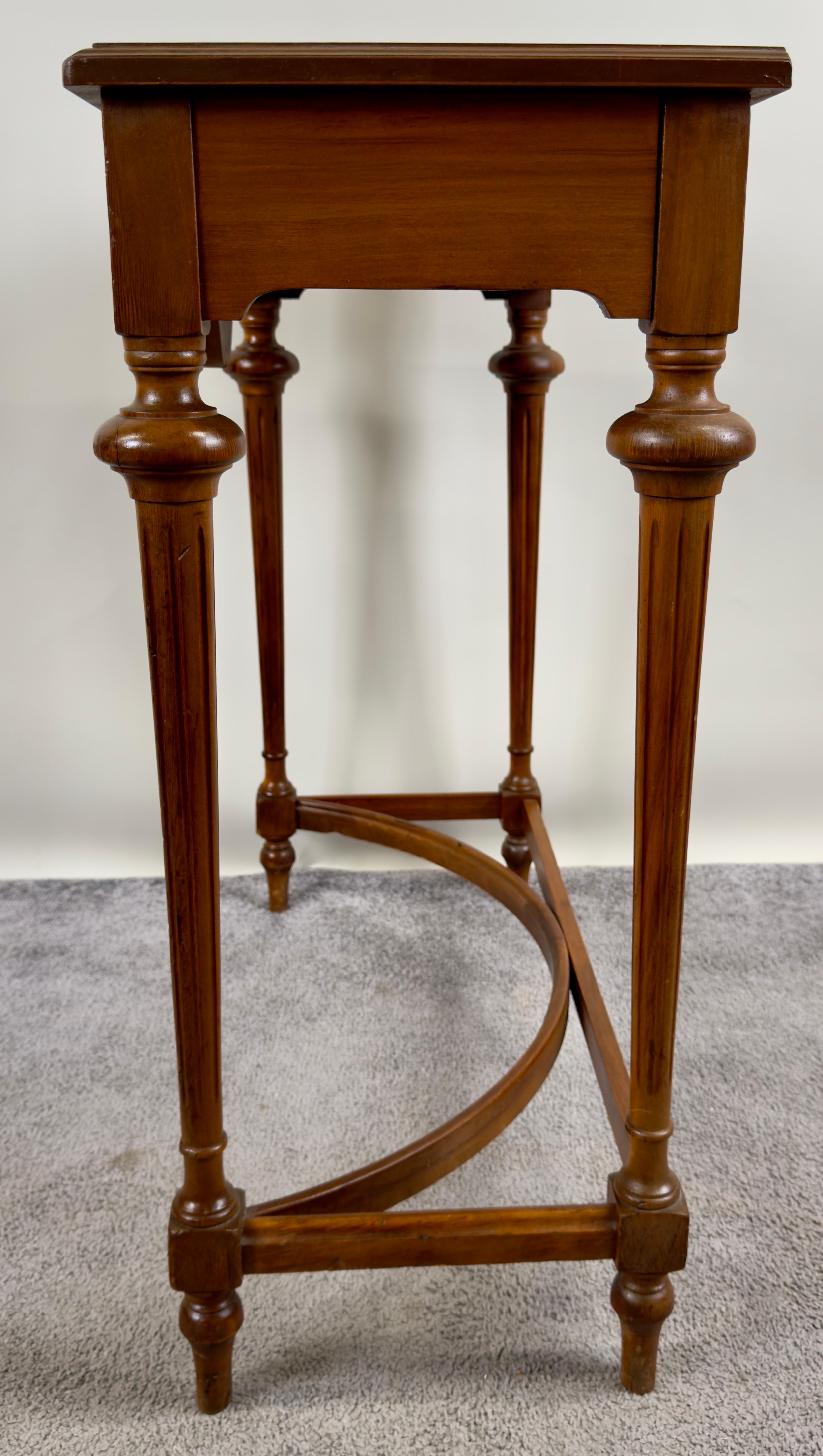 Hand-Carved French Country Style Walnut Craved Small Console & Mirror with Antiqued Glass
