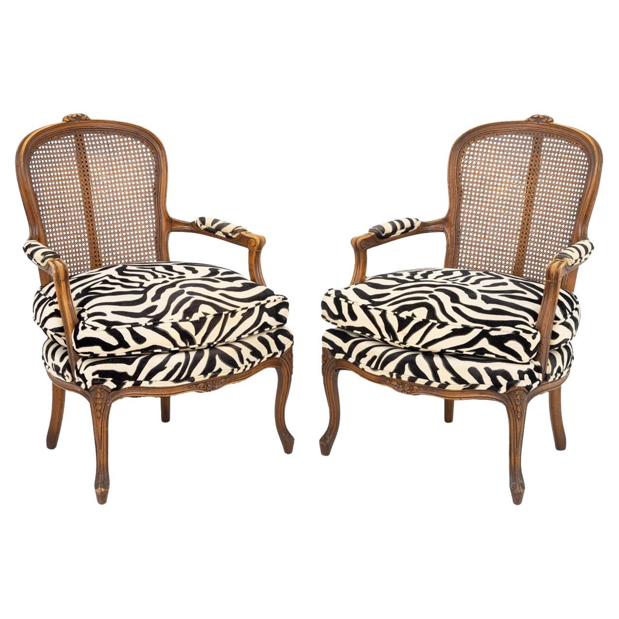 Style Upholstering zébré, 2 chaises de style campagnard français en vente