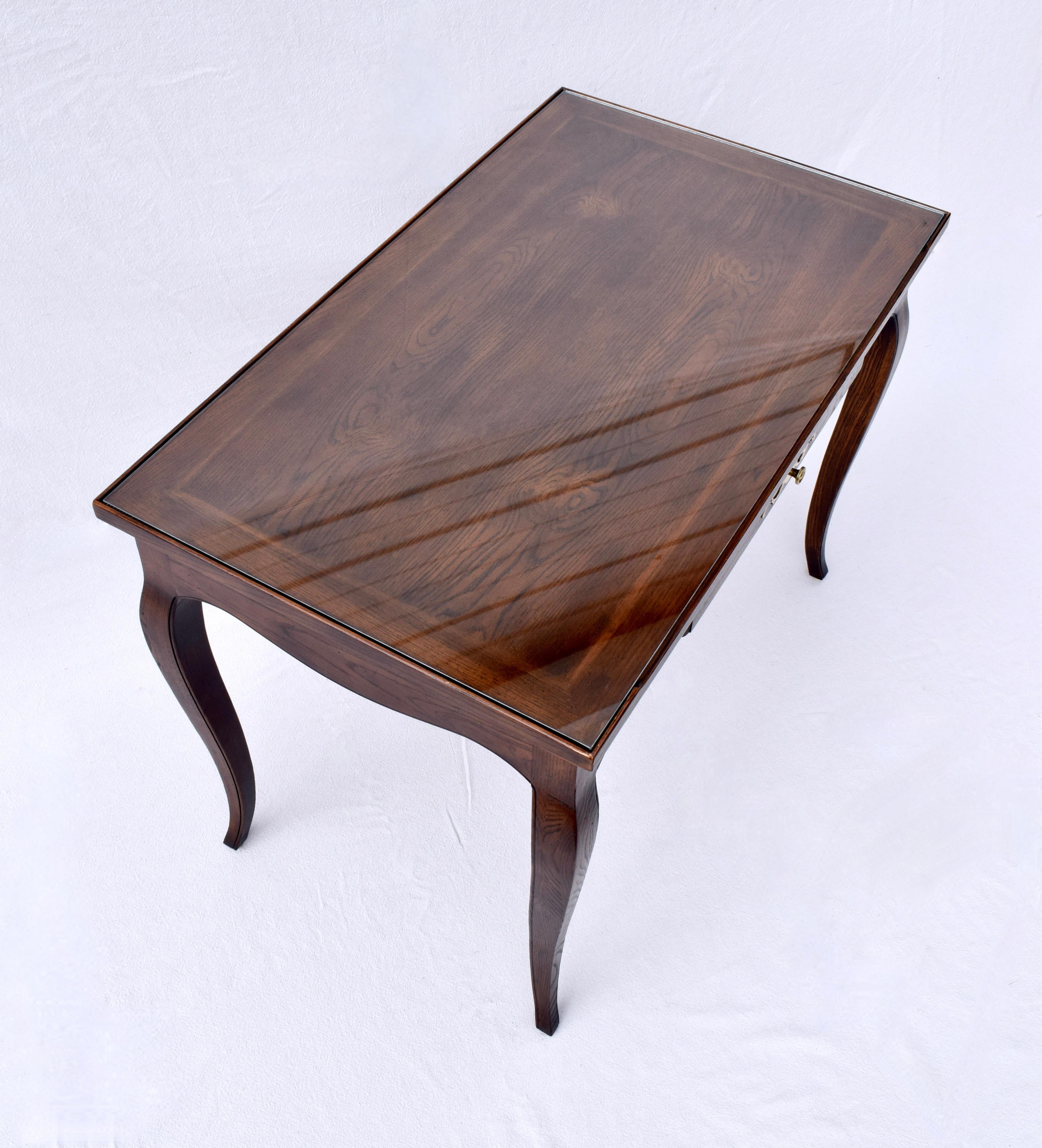 20th Century French Country Tiger Oak Writing Desk by Henredon For Sale