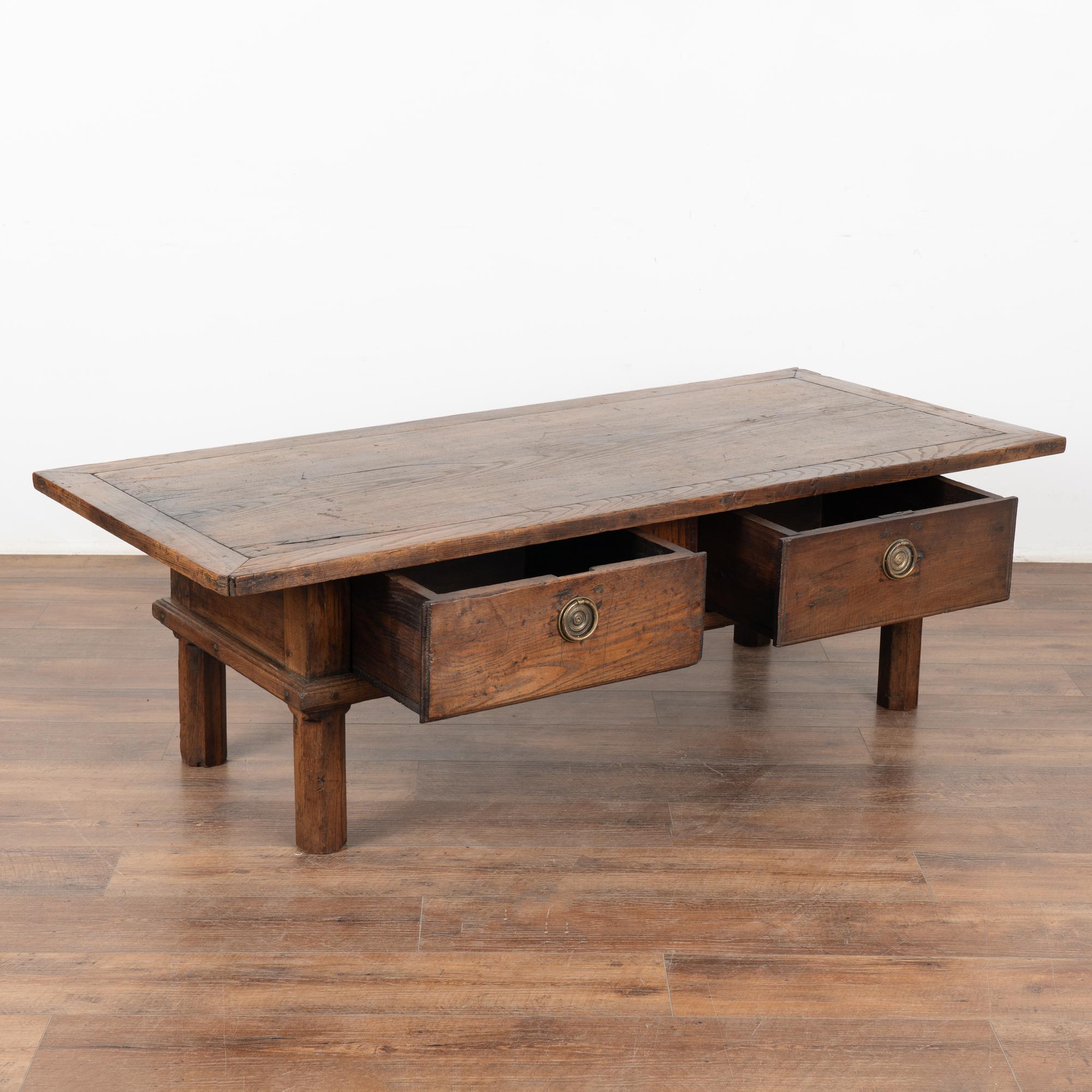 French Country Two Drawer Coffee Table, circa 1820-40 In Good Condition In Round Top, TX