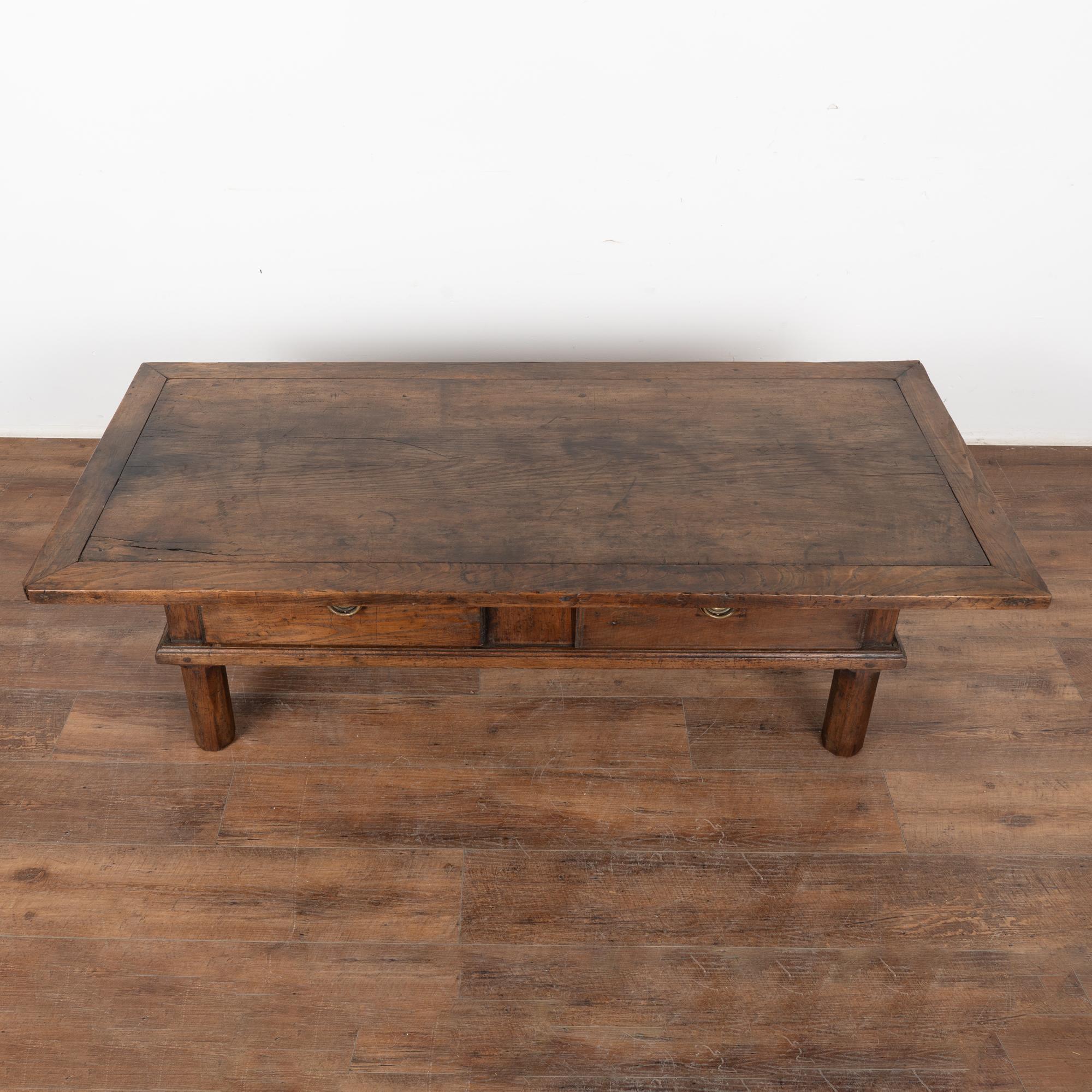 Oak French Country Two Drawer Coffee Table, circa 1820-40