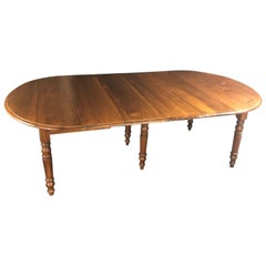 Antique French Country Versatile 19th Century Walnut Dropleaf Dining Table with 4 Leaves