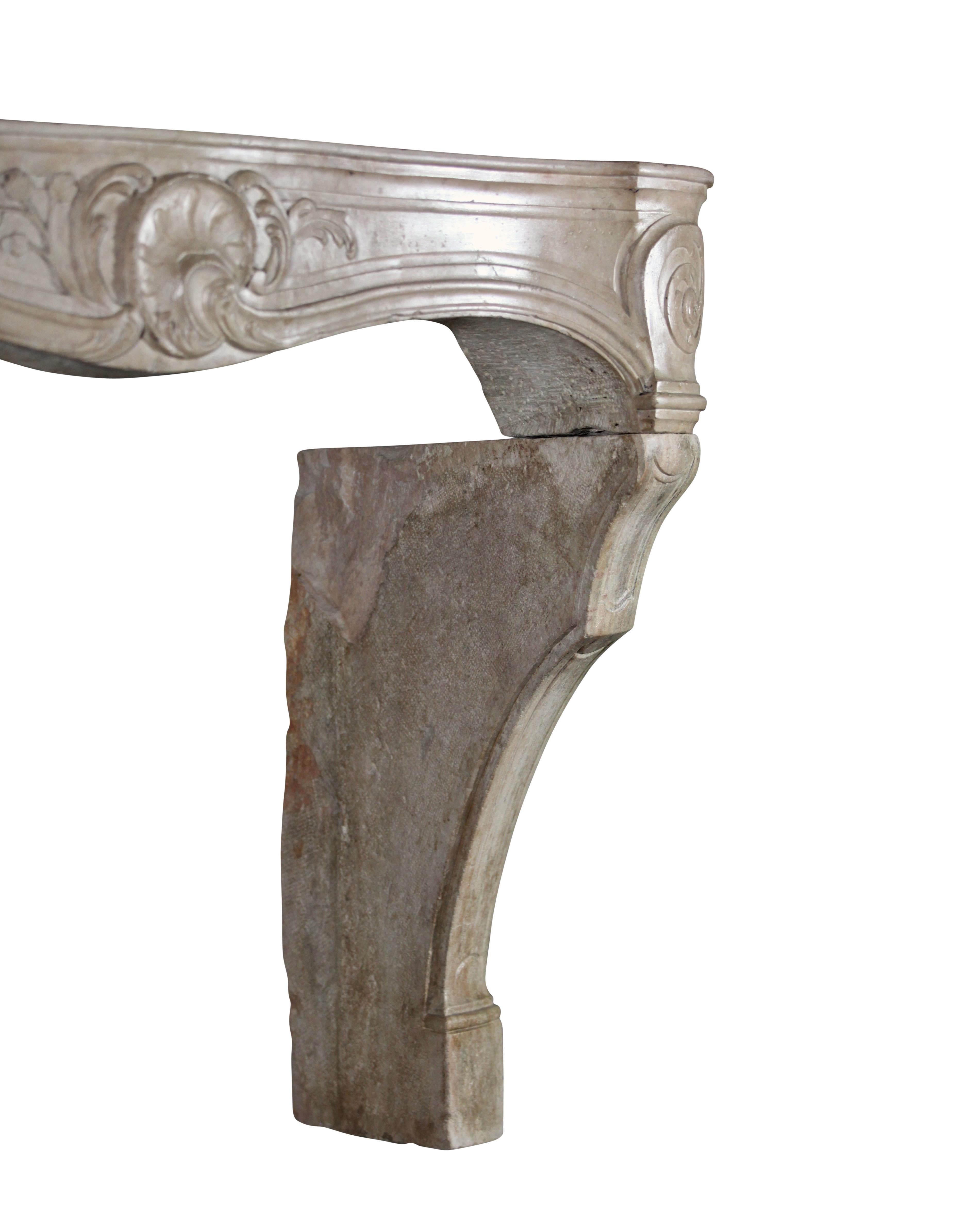 French Country Vintage Limestone Antique Fireplace Surround For Sale 8