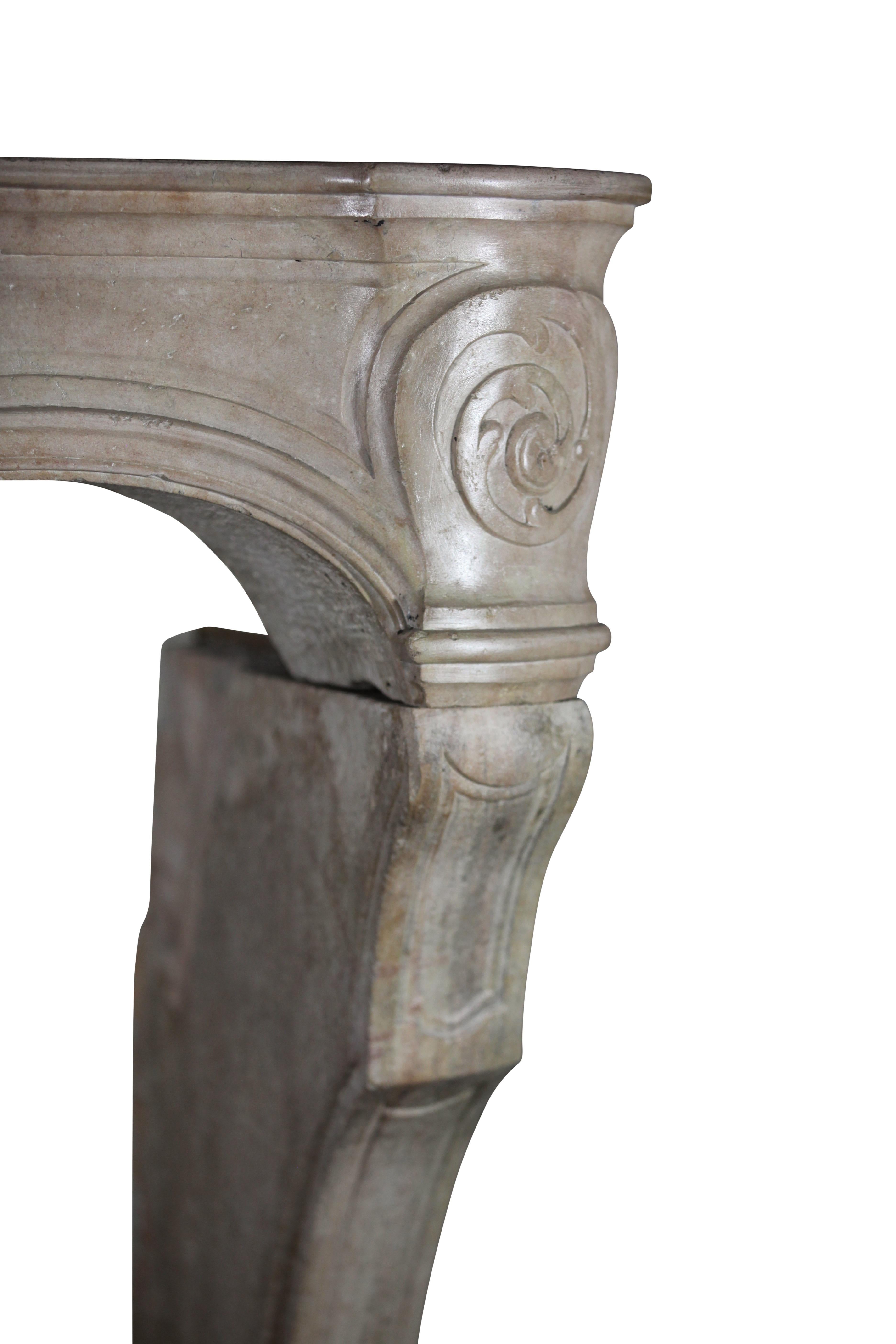 18th Century and Earlier French Country Vintage Limestone Antique Fireplace Surround For Sale