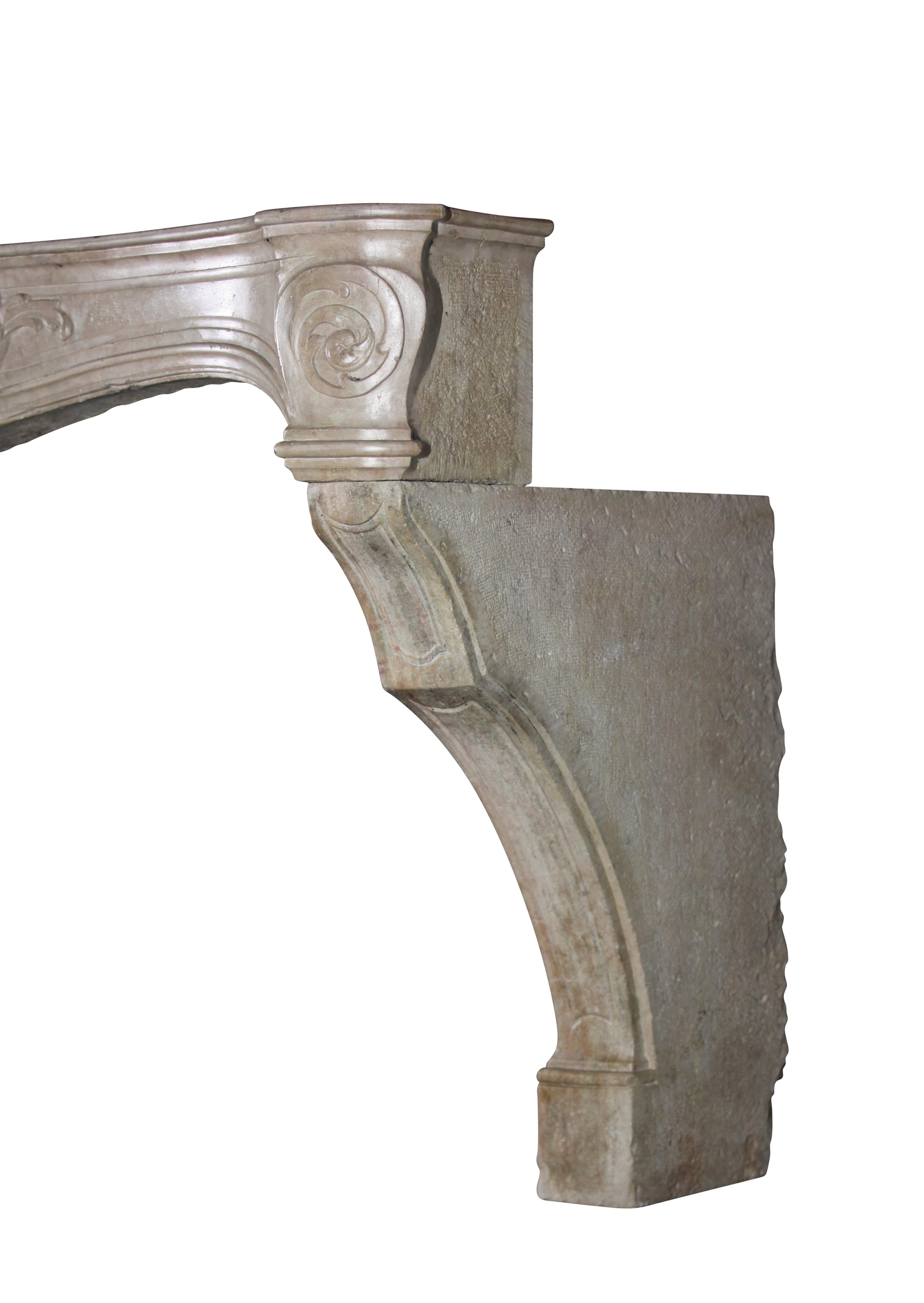 French Country Vintage Limestone Antique Fireplace Surround For Sale 1