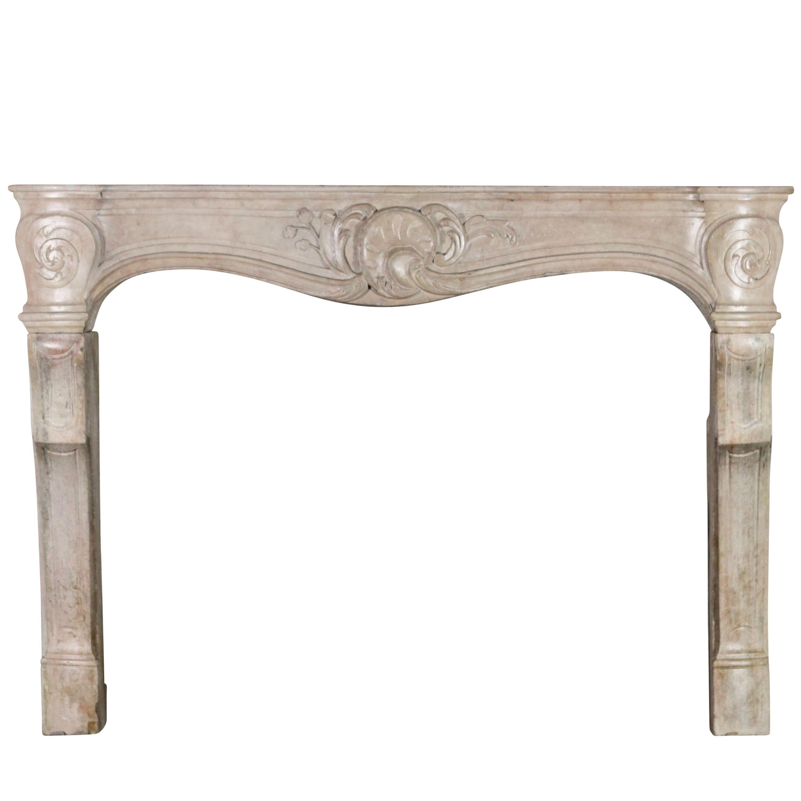 French Country Vintage Limestone Antique Fireplace Surround