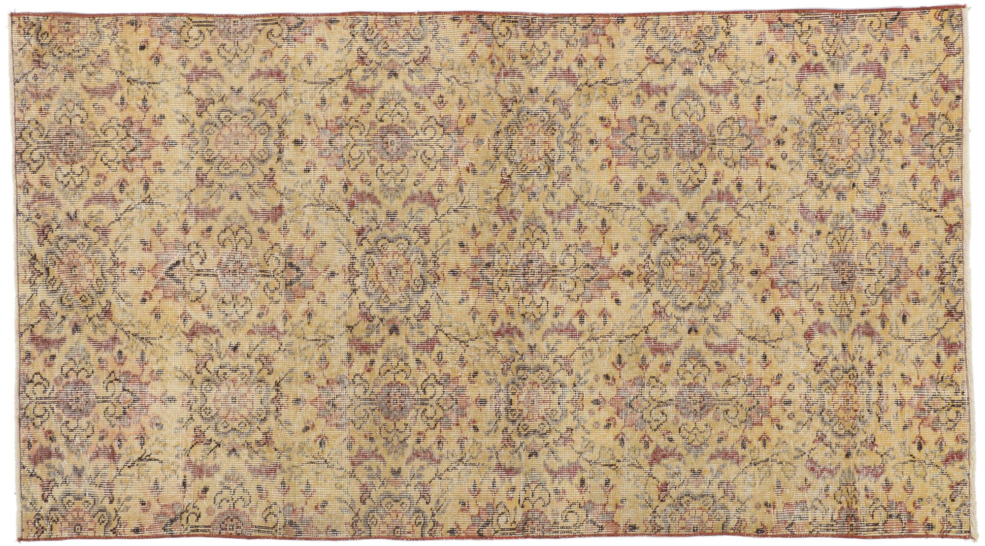 French Country Vintage Turkish Sivas Rug with Rustic Elegance For Sale 4