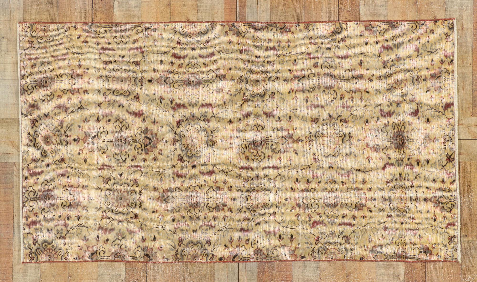 French Country Vintage Turkish Sivas Rug with Rustic Elegance For Sale 3