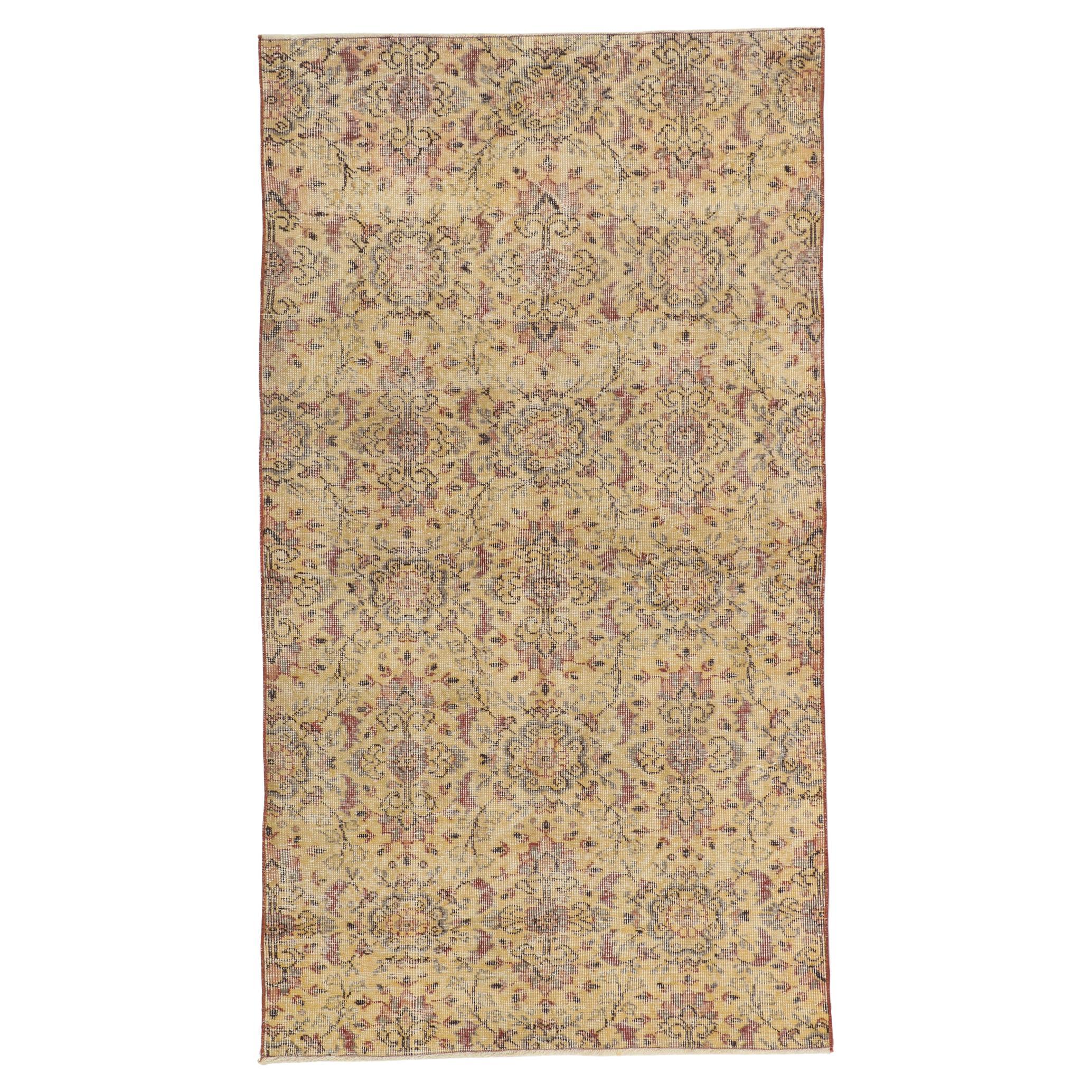 French Country Vintage Turkish Sivas Rug with Rustic Elegance For Sale
