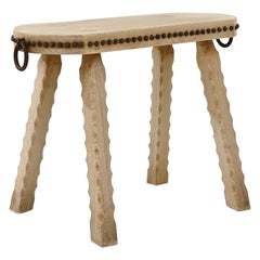 Taburete de madera vintage de estilo rural francés