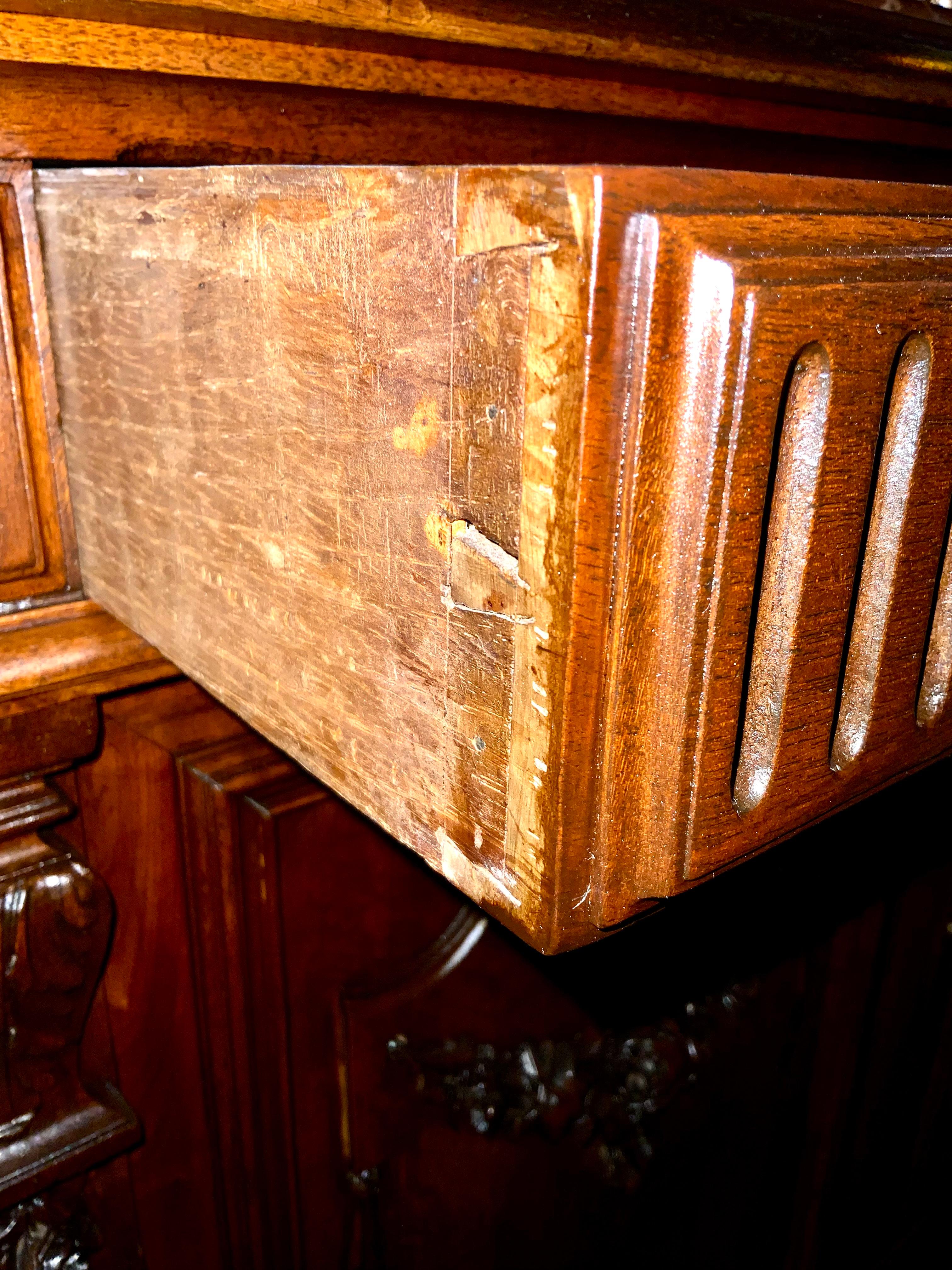 French Country Walnut Buffet, 19th Century with Marble Top In Good Condition For Sale In Houston, TX