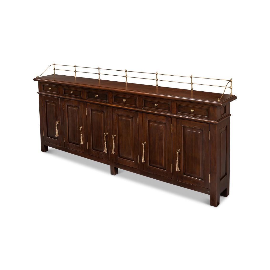 Asian French Country Walnut Buffet Sideboard For Sale