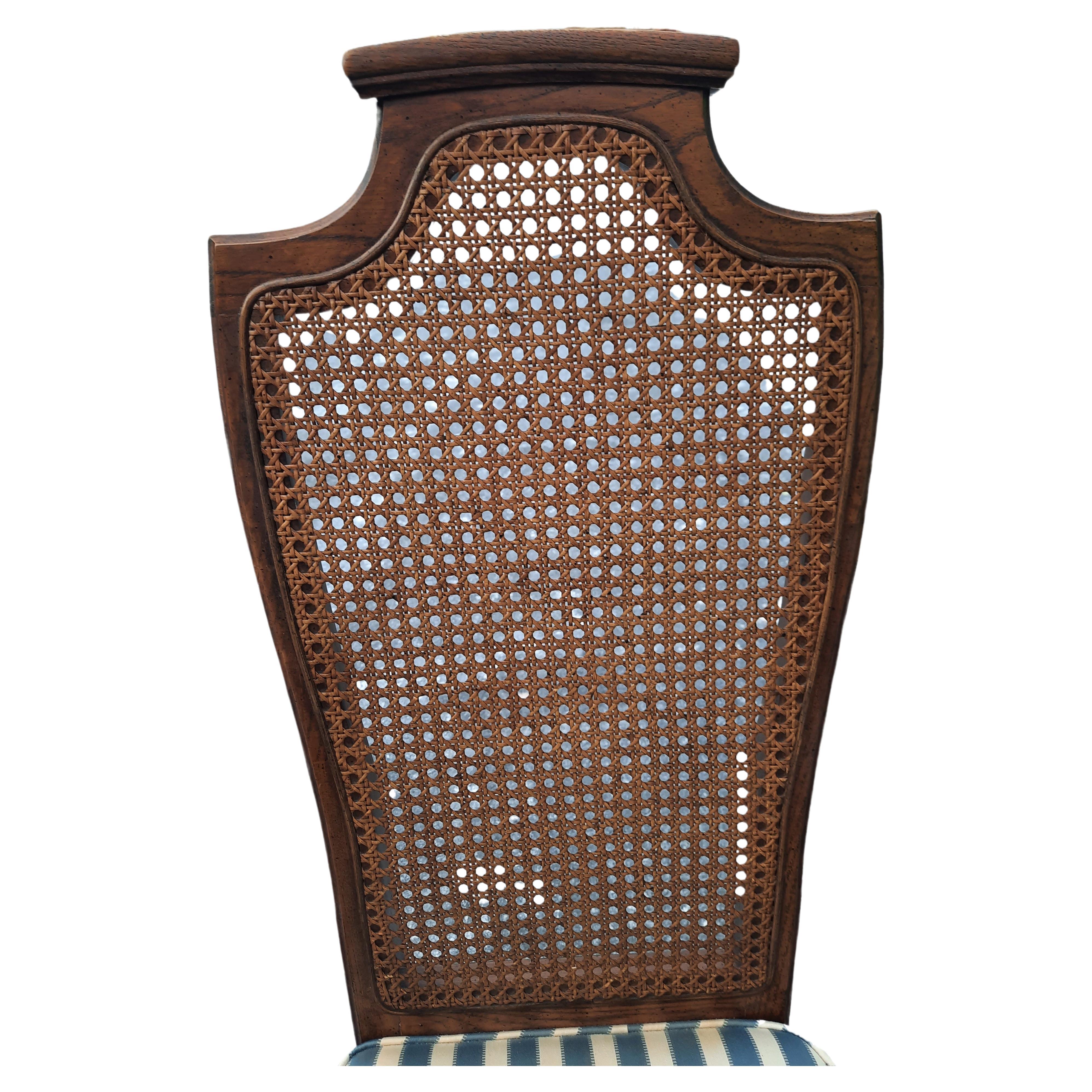 French Country Walnut Cane Back Upholstered Seats 3