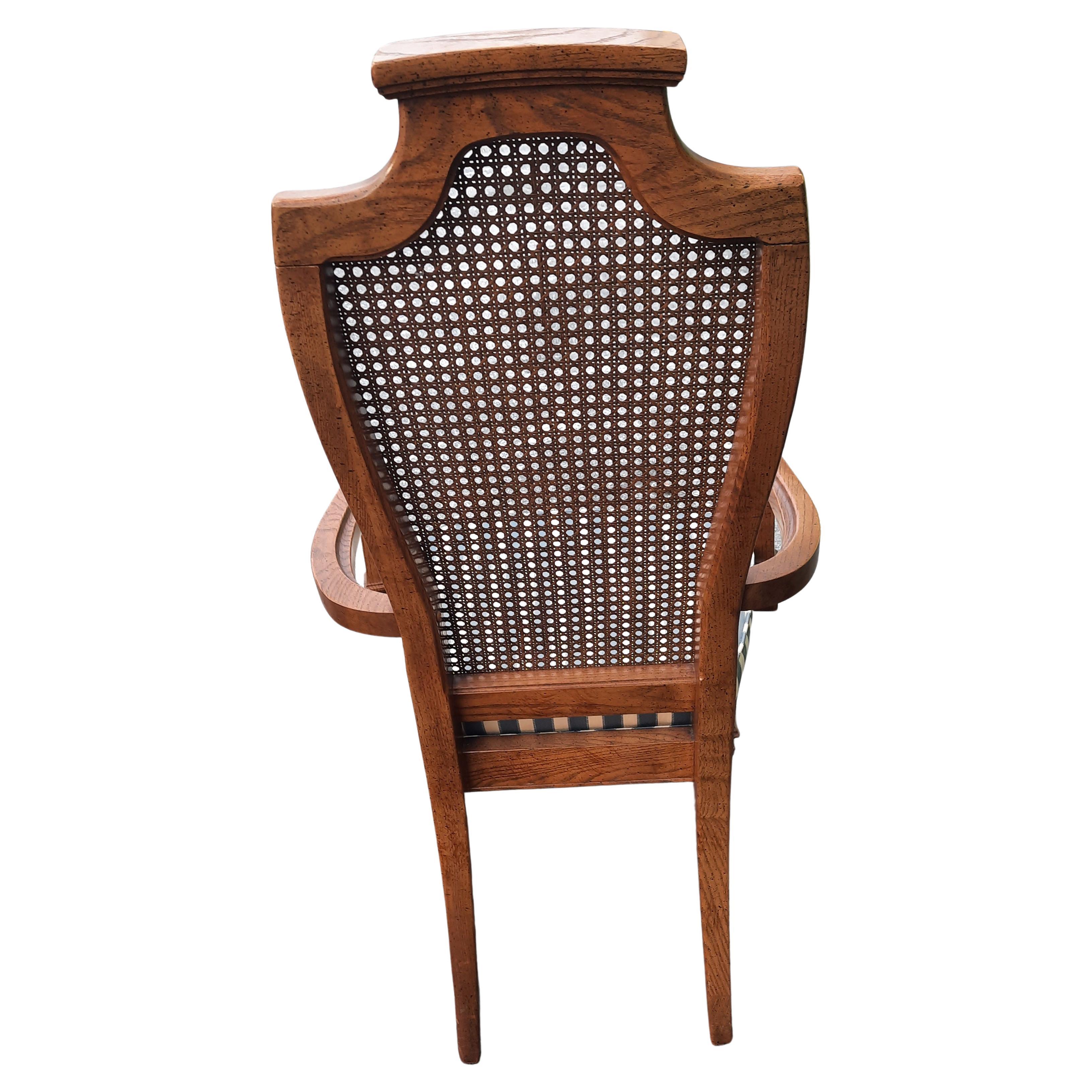 American French Country Walnut Cane Back Upholstered Seats