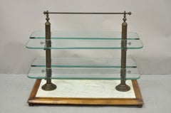 French Country Walnut Marble and Bronze Patisserie Pastry Shelf Display Stand