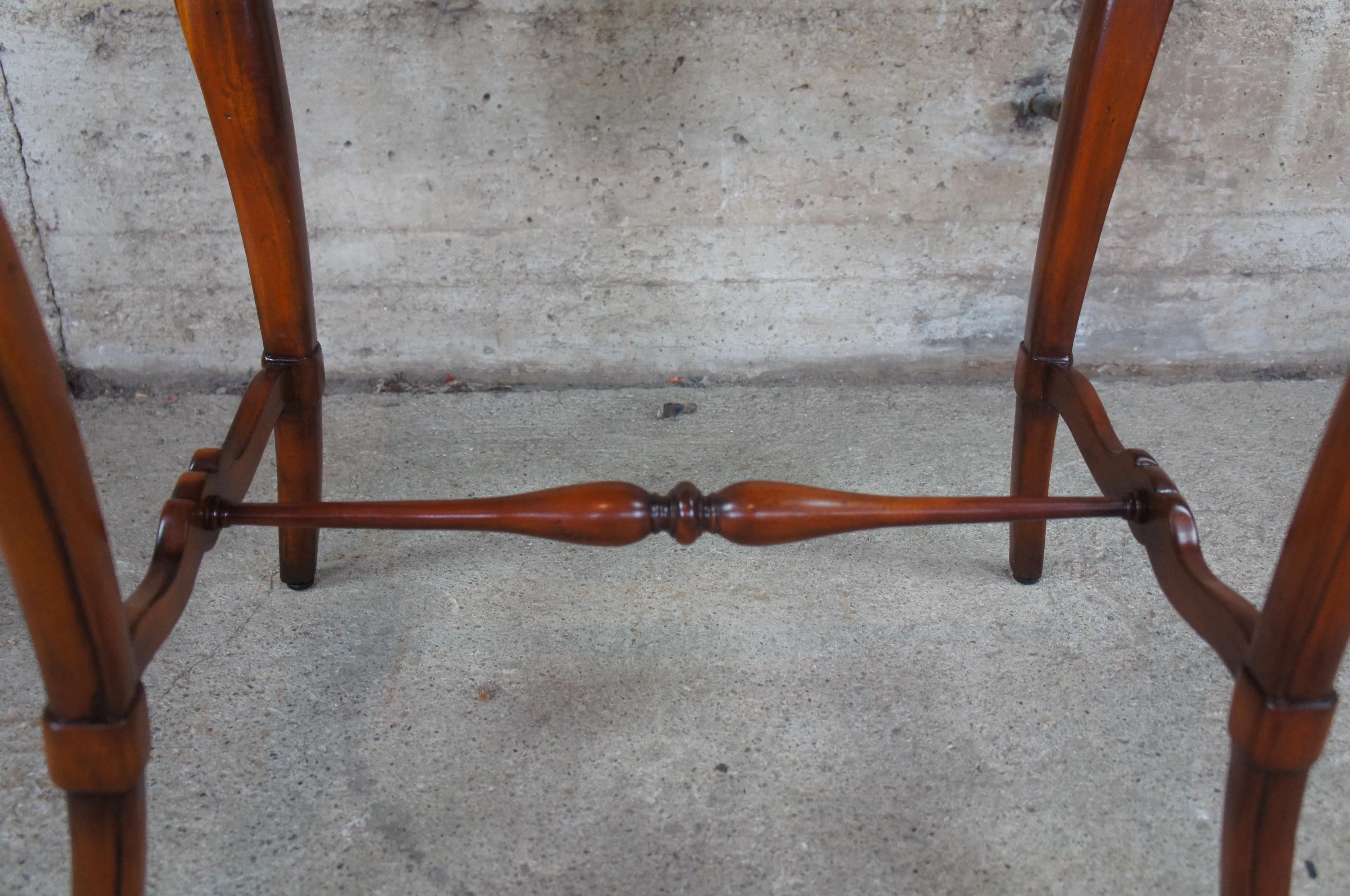 French Country Walnut Scalloped Side End Accent Table Brass Edge Provincial 2