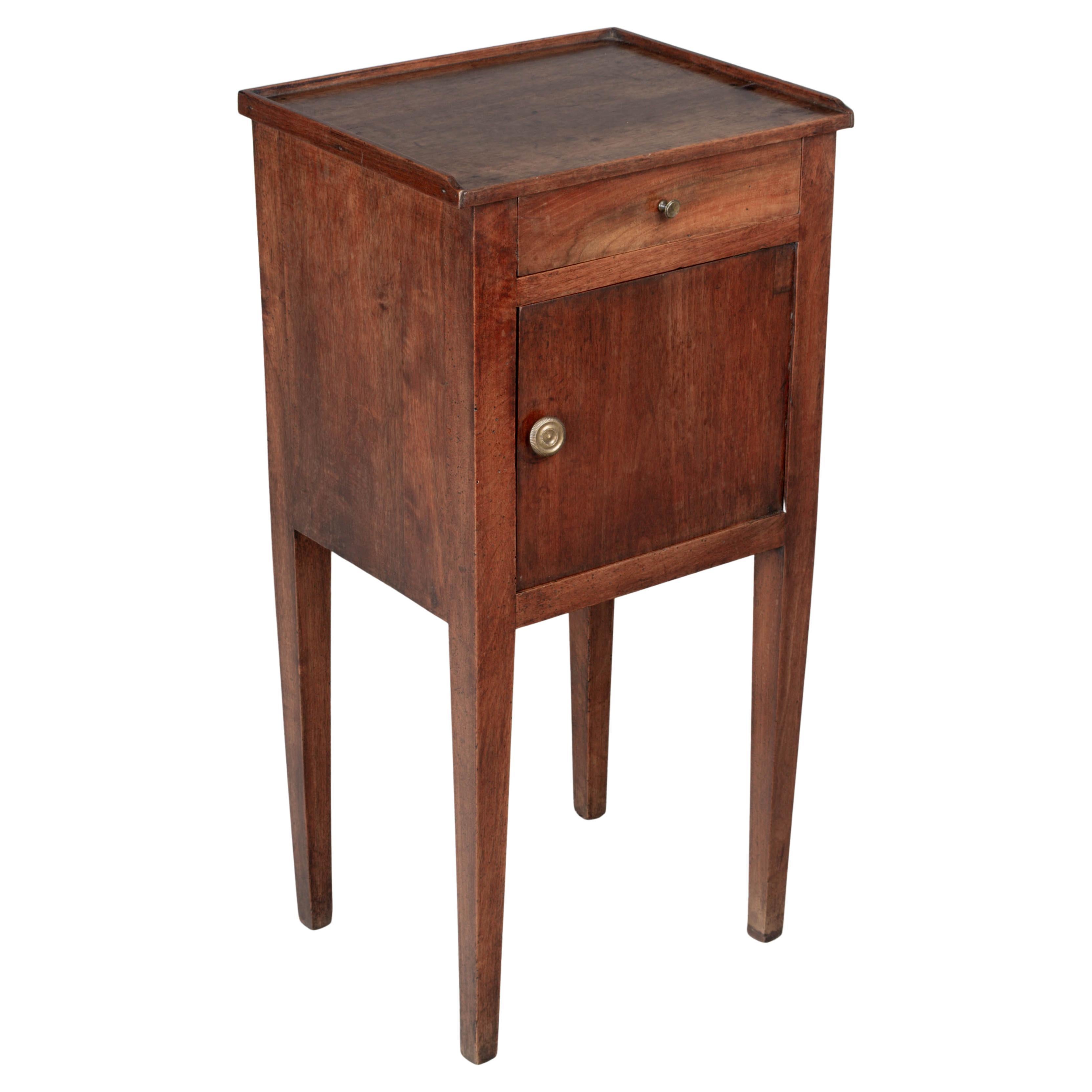 French Country Walnut Side Table or Nightstand