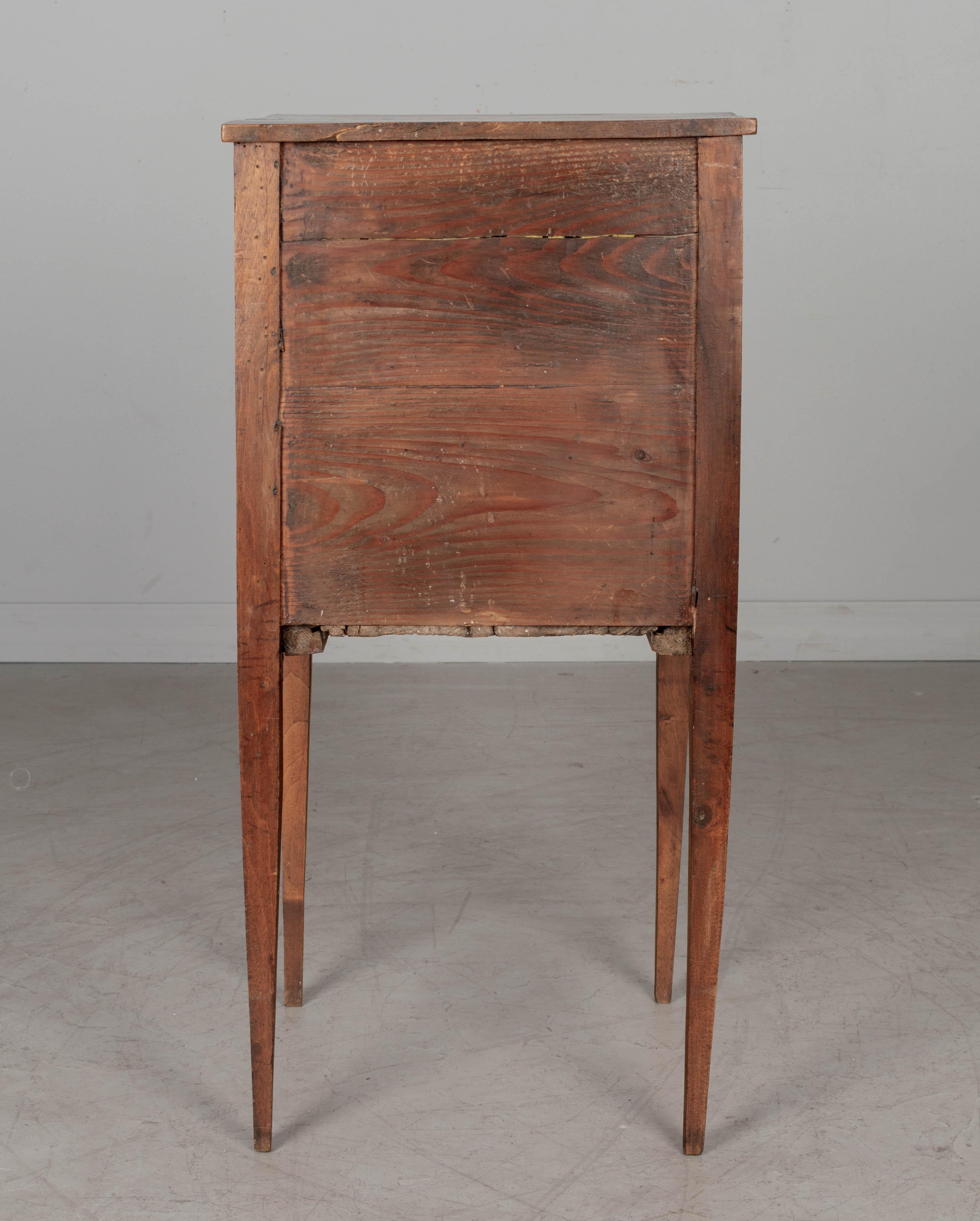 French Country Walnut Side Table with Tambour Door For Sale 1