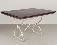 French Country Walnut Table with Iron Base