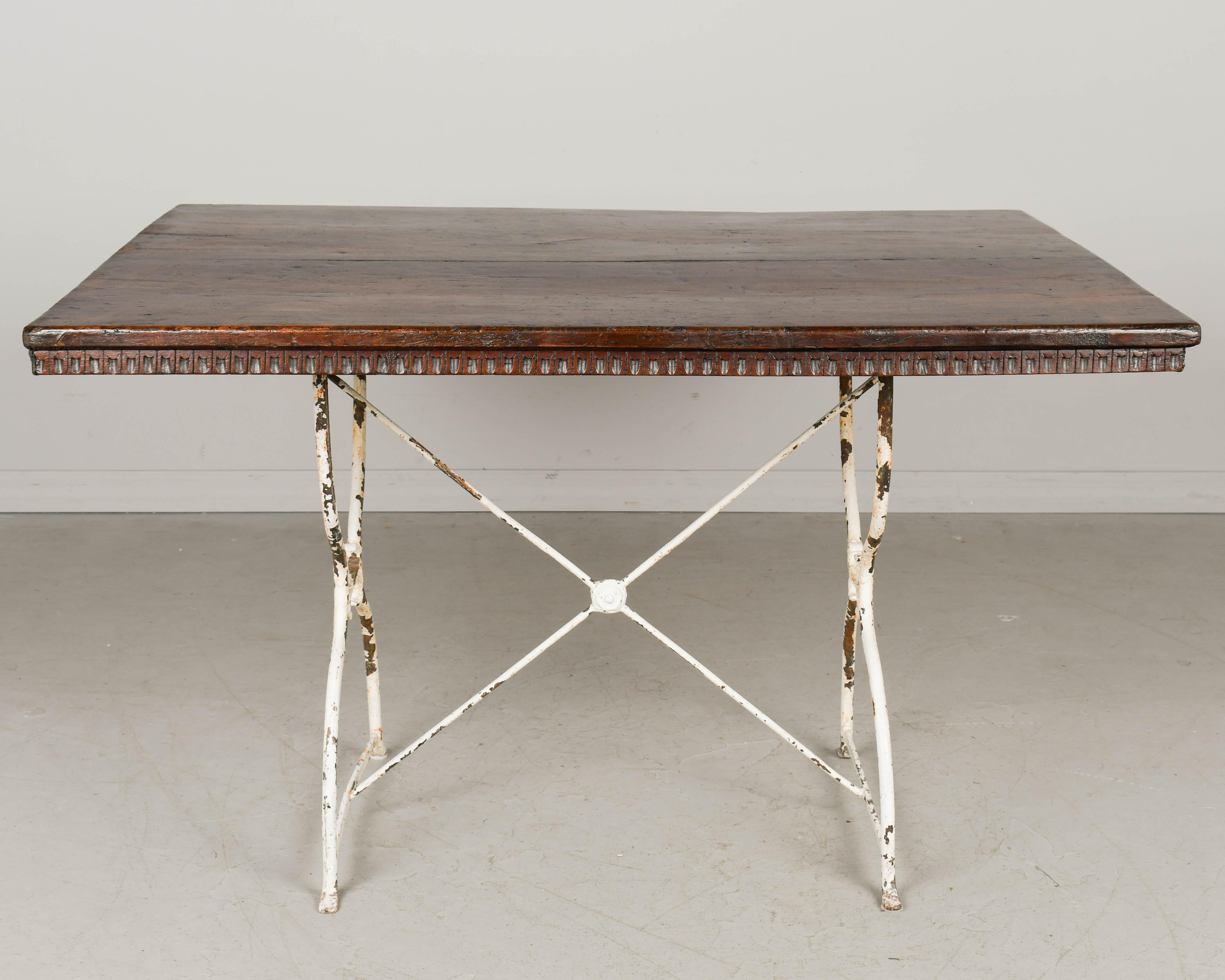 18th Century and Earlier French Country Walnut Table with Iron Base For Sale