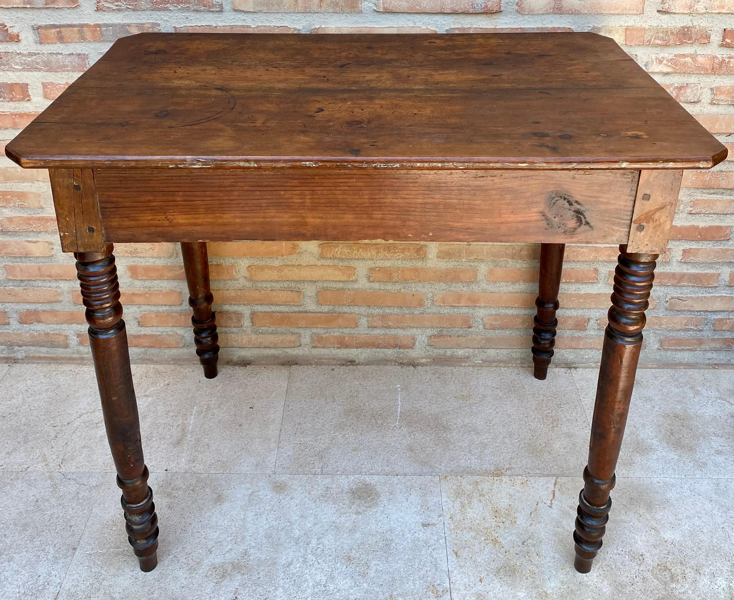 French Provincial French Country Walnut Work Table with One Drawer, 1950s For Sale