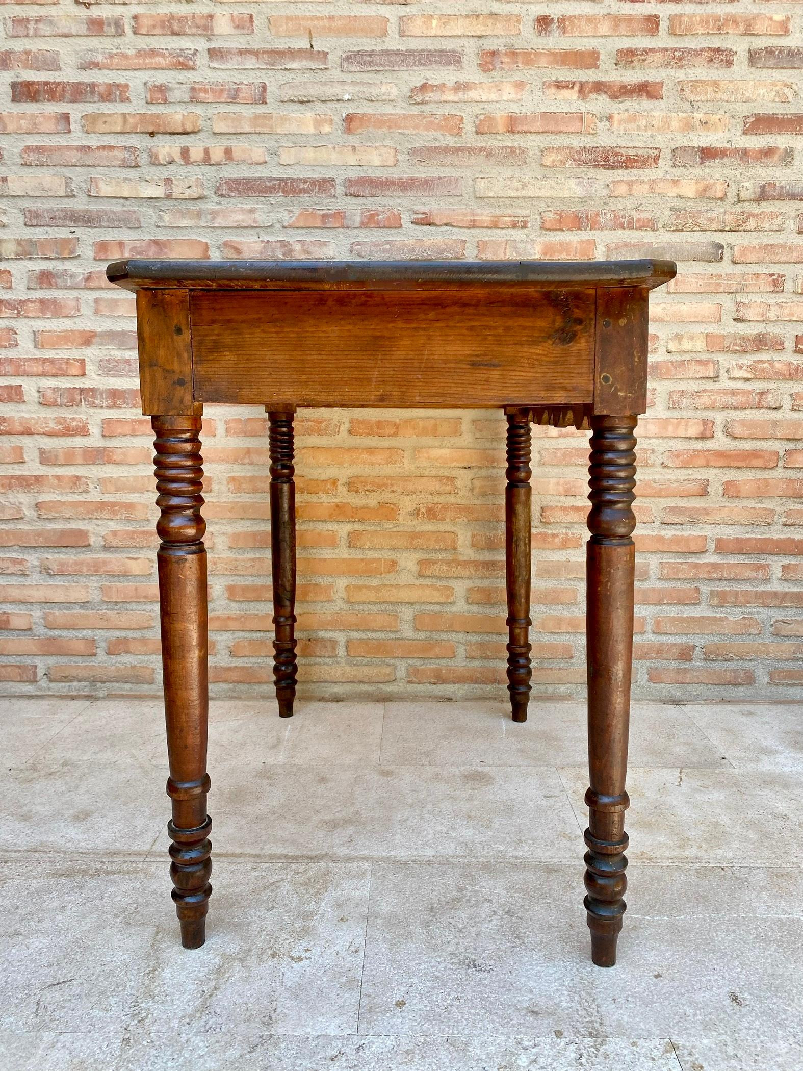 French Country Walnut Work Table with One Drawer, 1950s For Sale 2