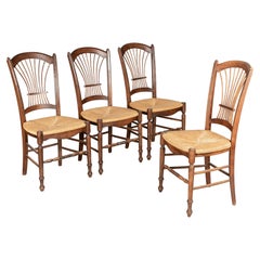 French Country Wheat Back Dining Chairs, Set of 4