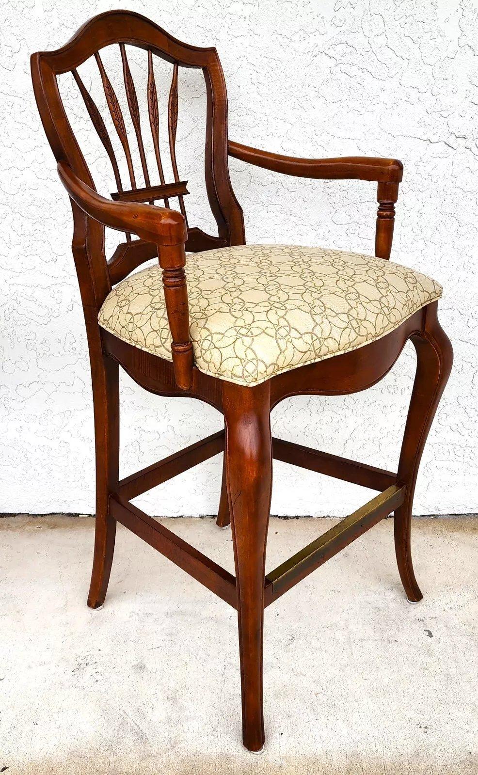Late 20th Century French Country Wheatback Bar Stools For Sale