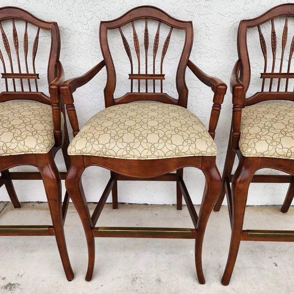 French Country Wheatback Bar Stools For Sale 4