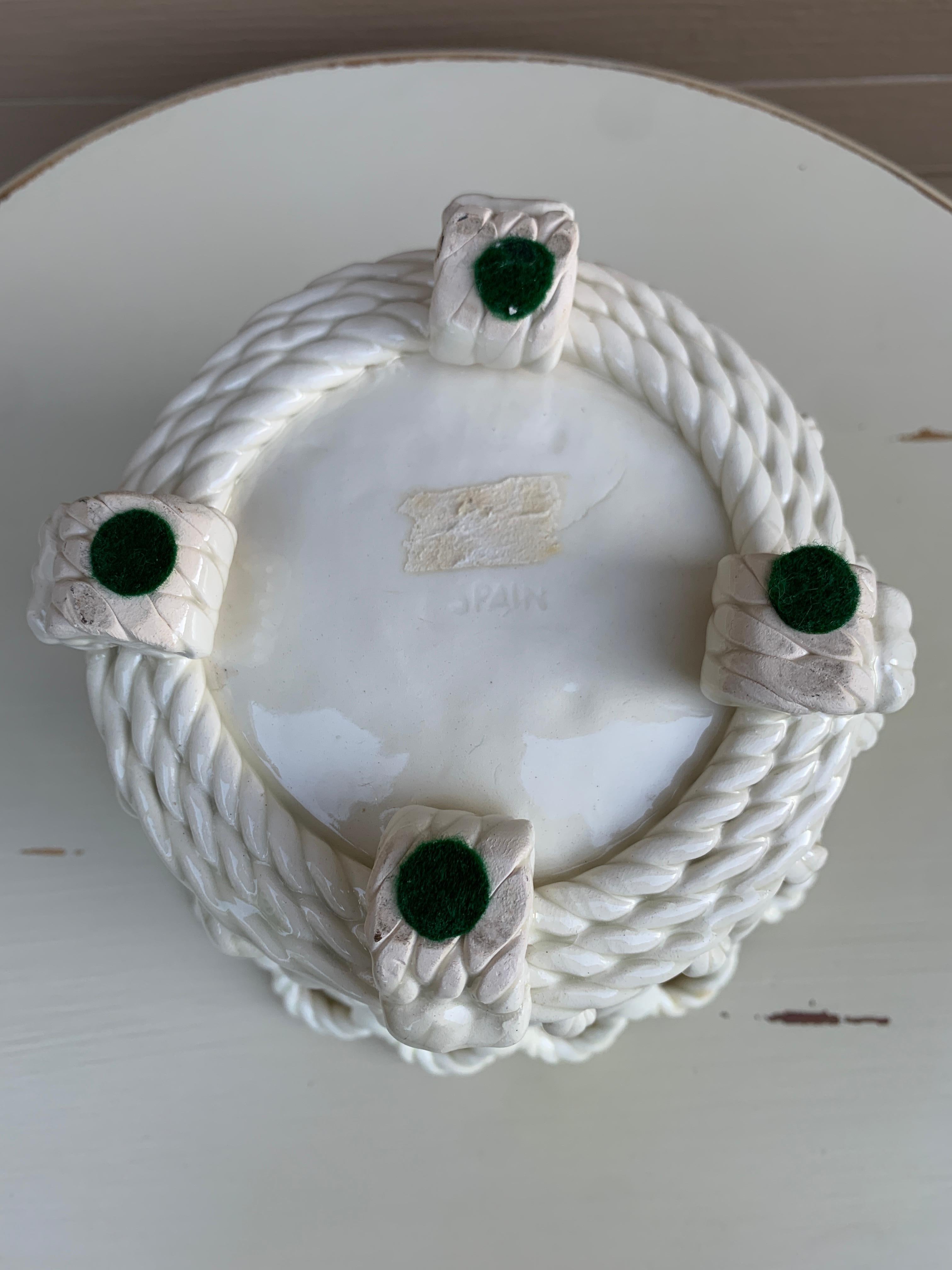 Panier à Cache Pot en Céramique Blanche Tressée en vente 5