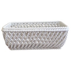 Panier à Cache Pot en Céramique Blanche Tressée