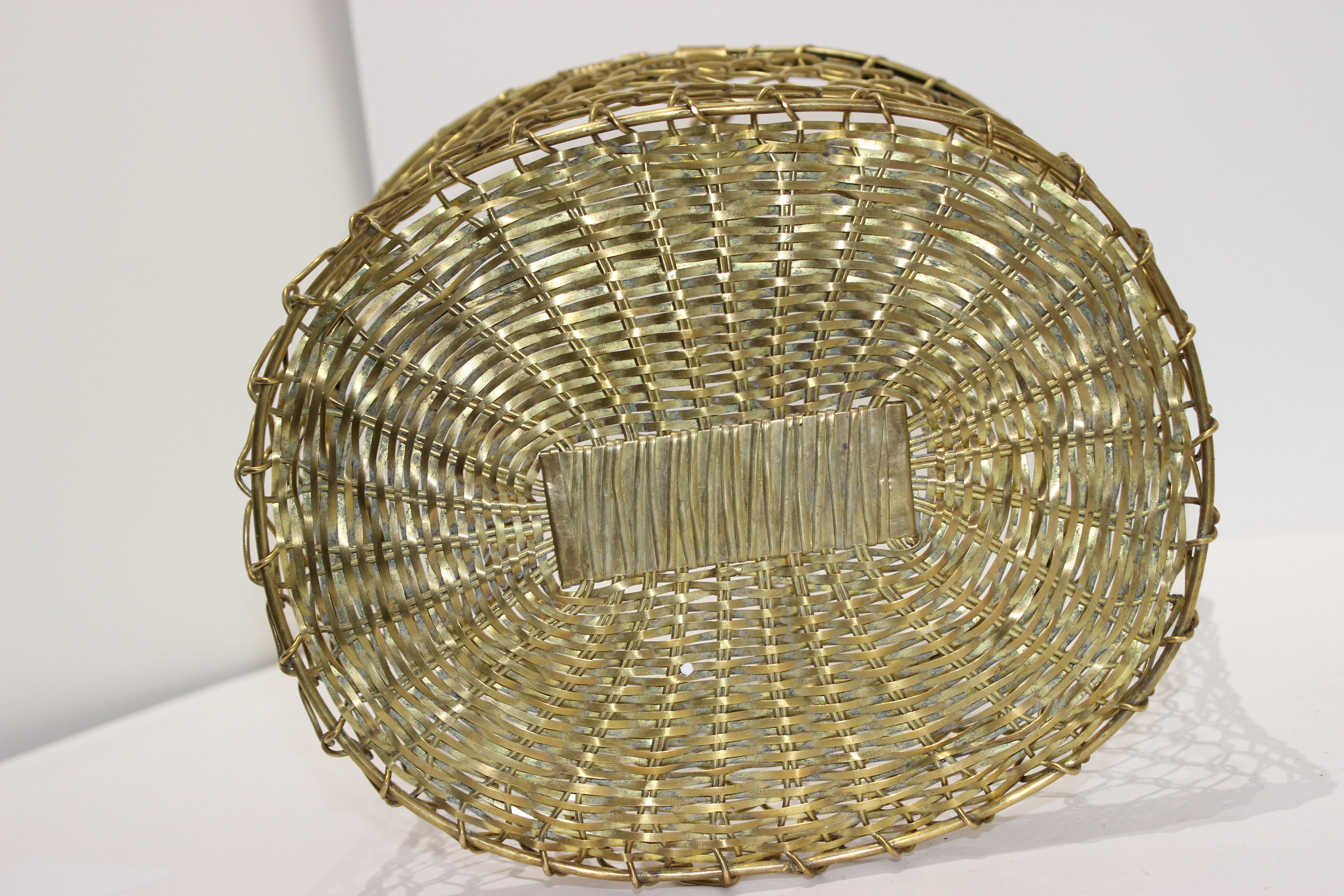 French Country Woven Brass Basket, Mid-20th Century For Sale 2