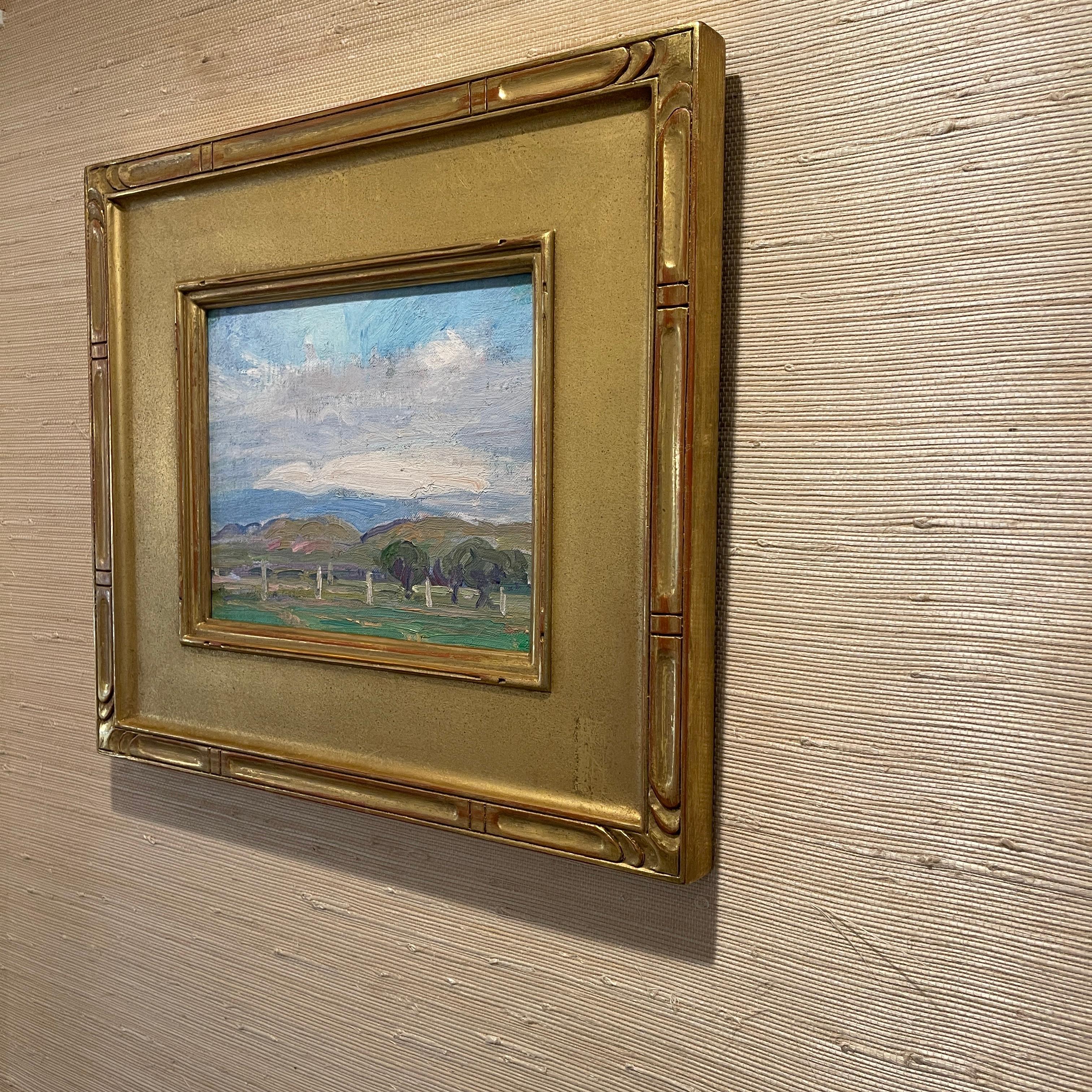 Peinture à l'huile d'un paysage impressionniste de la campagne française, vers 1930 en vente 7